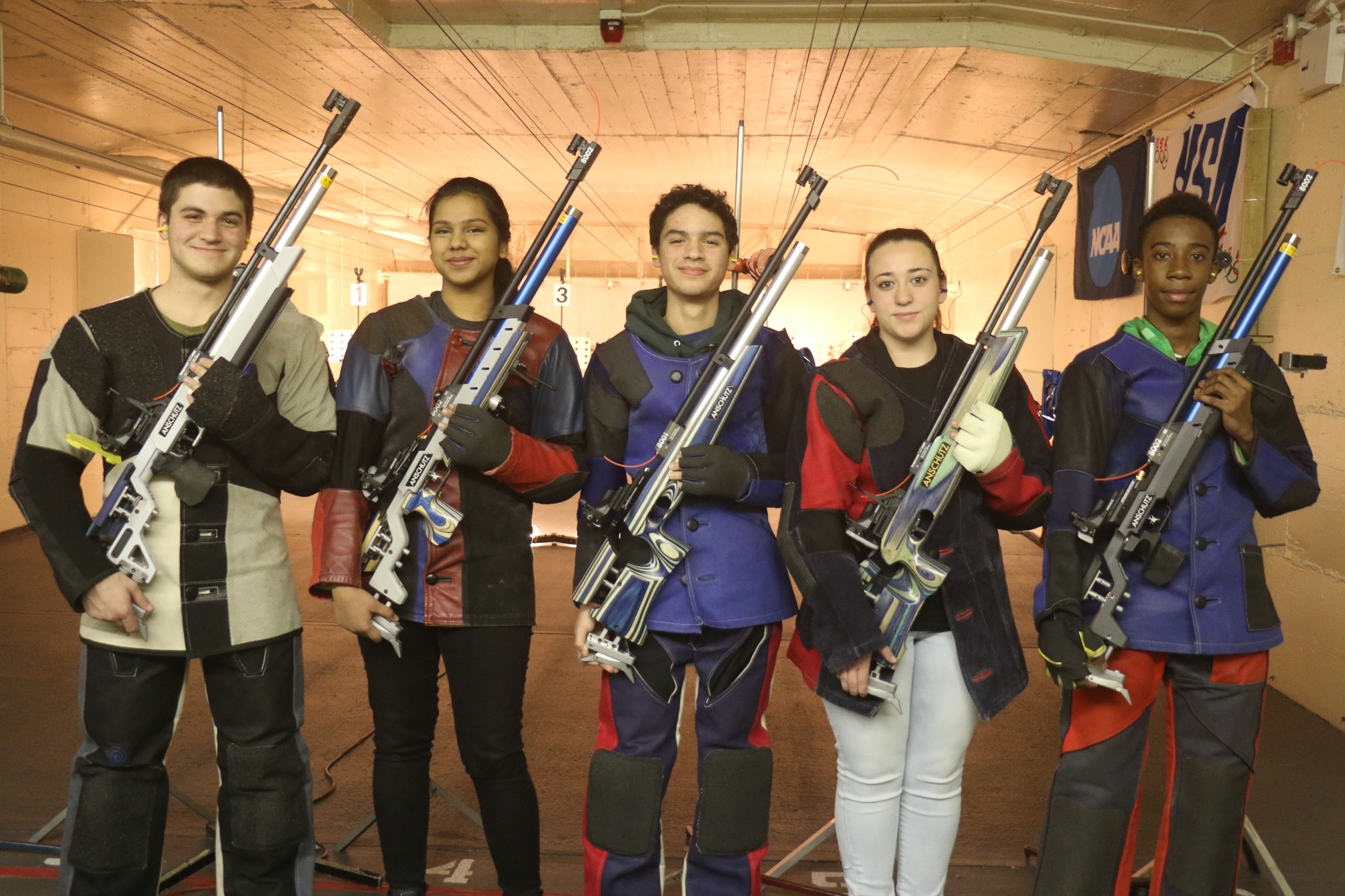 The team placed second in the state on Feb. 27. From left were senior Neil Aliventi, 17; senior Jennifer Bhatti, 17; junior Nicholas Reyes, 17; junior Nicole Sarro, 17; and sophomore Zefanyah McDonald, 15. McDonald earned the third-highest score in the state for an individual.