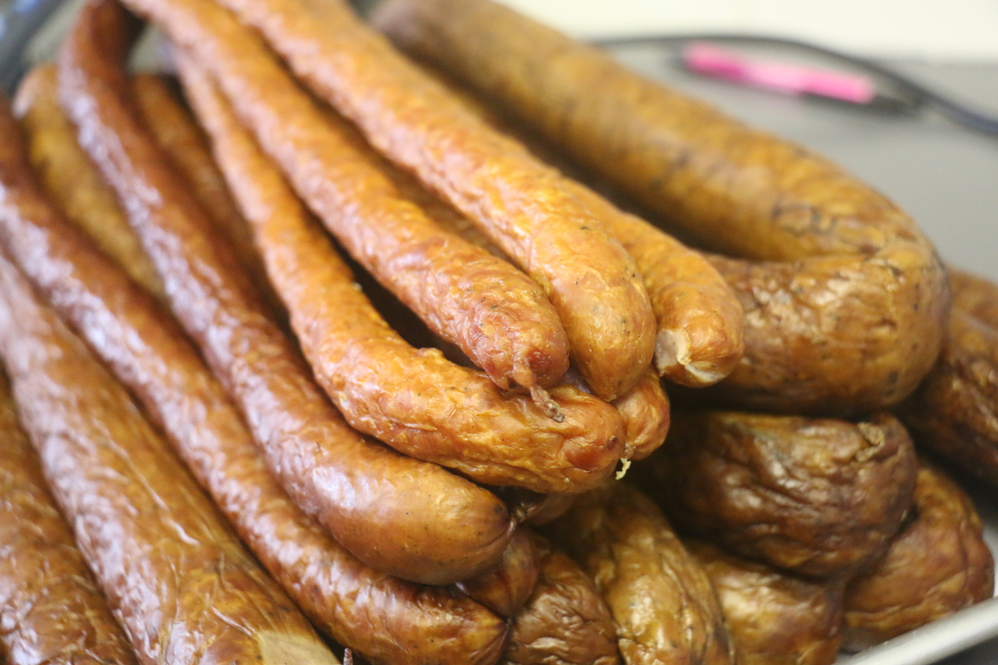 Varieties of Polish kielbasa are some of the deli’s most popular items.