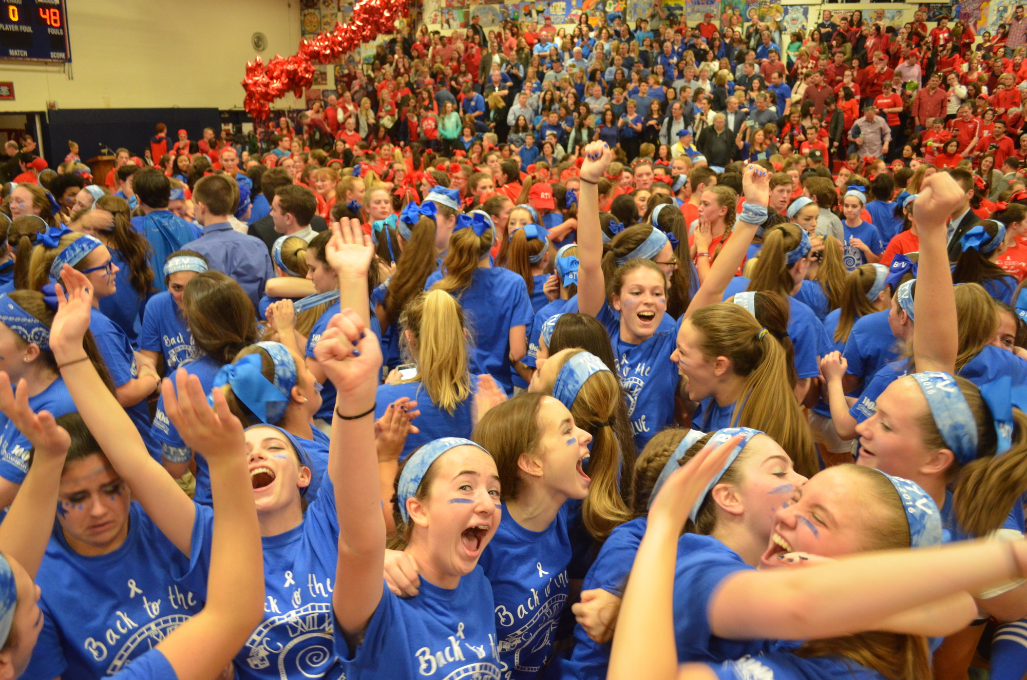 Blue celebrated its victory at the 100th Red and Blue.