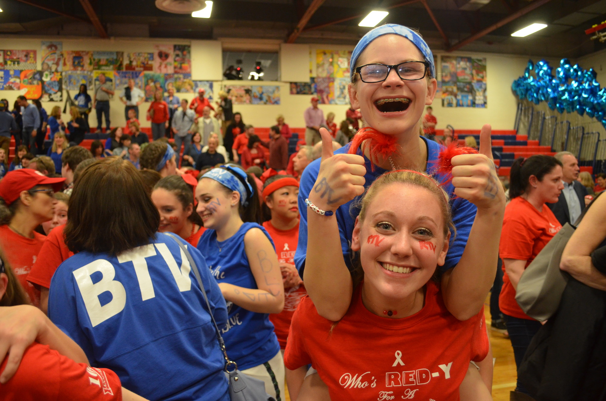 Even though Blue won, Lizzie Hefner and Grace Horcher celebrated together after the results were announced.