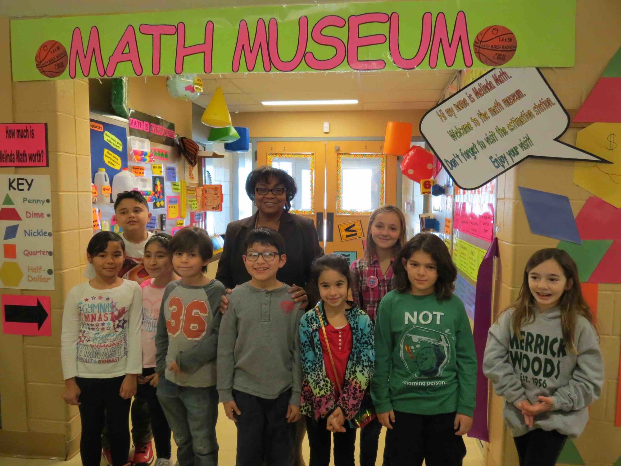 Principal Brenda Young led a ribbon cutting to unveil and introduce Lido School’s new math museum.