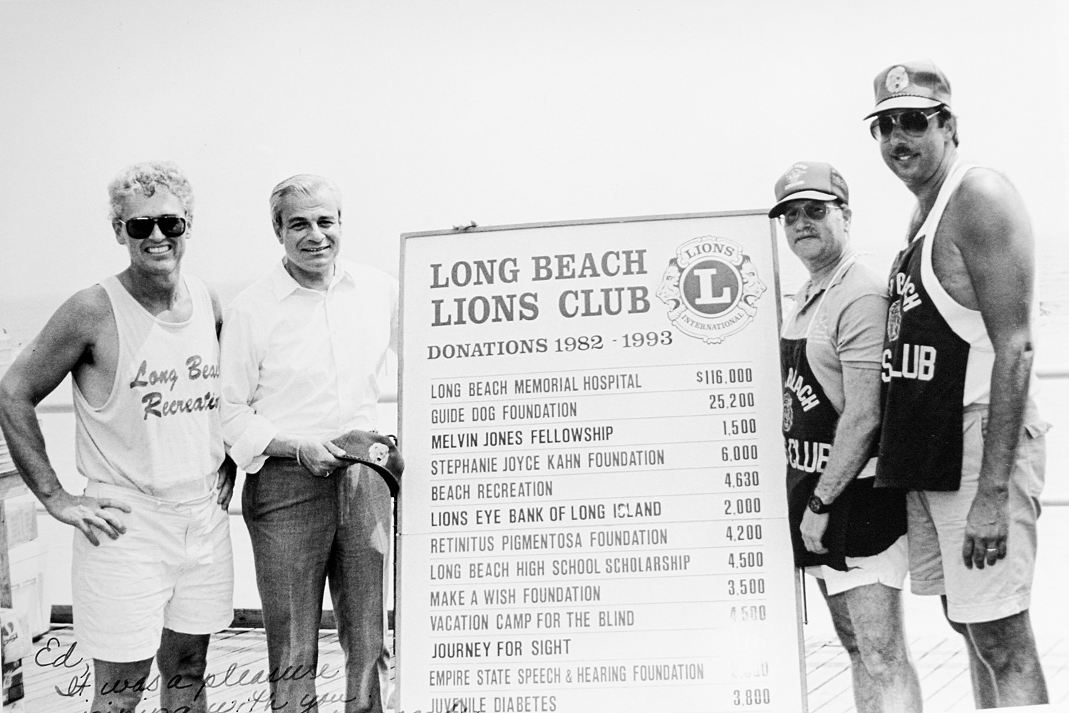 Eaton, far left, in 1993, with former County Executive Tom Gulotta, Jerry Valle and Ralph Madalena.