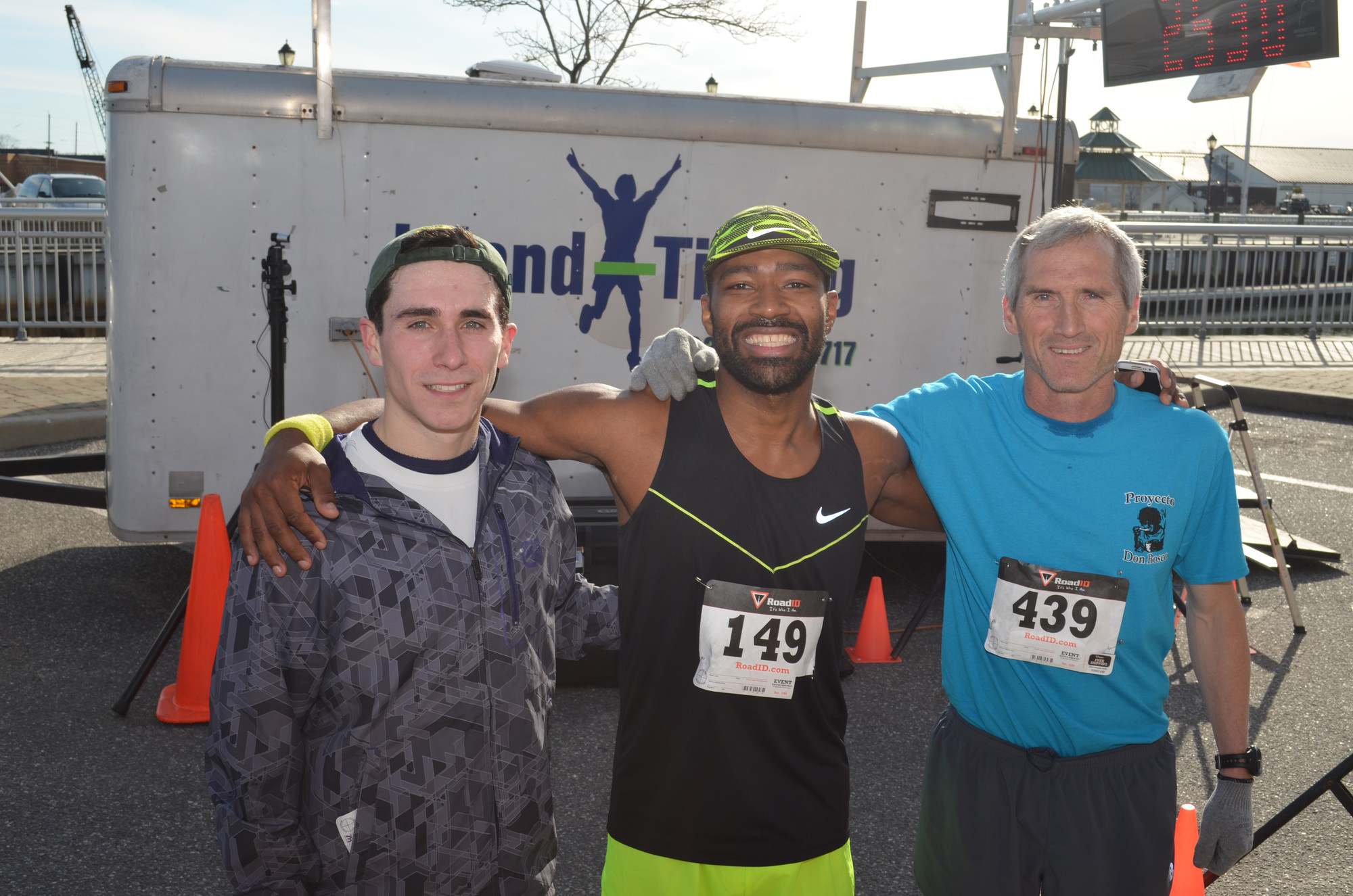 Left to right 1st place overall Justin Sommer, 2nd place overall Ronald Joseph and 3rd place overall Gerry O'Hara