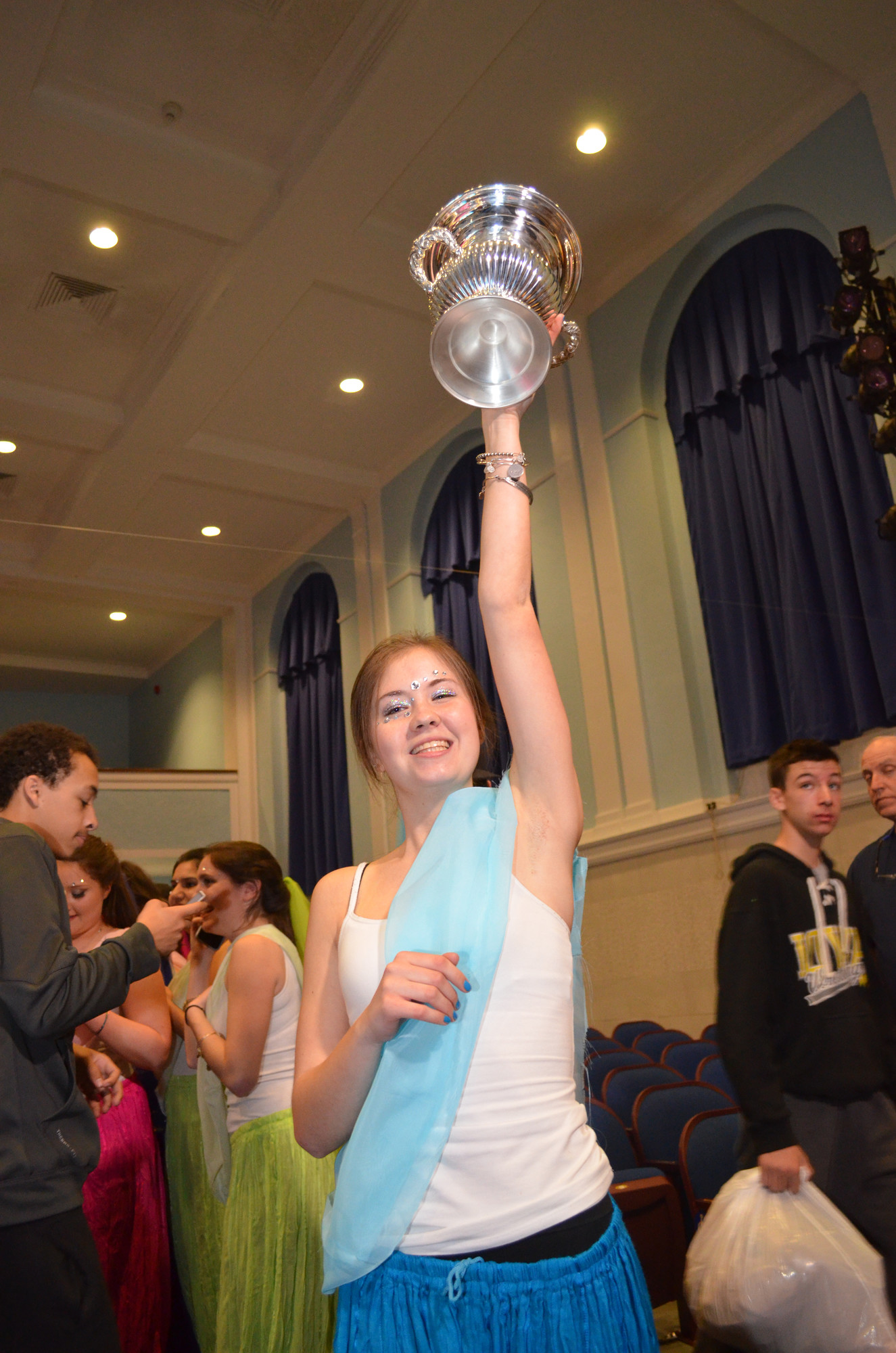 Senior Jennifer Dalton holds lup the Cup!