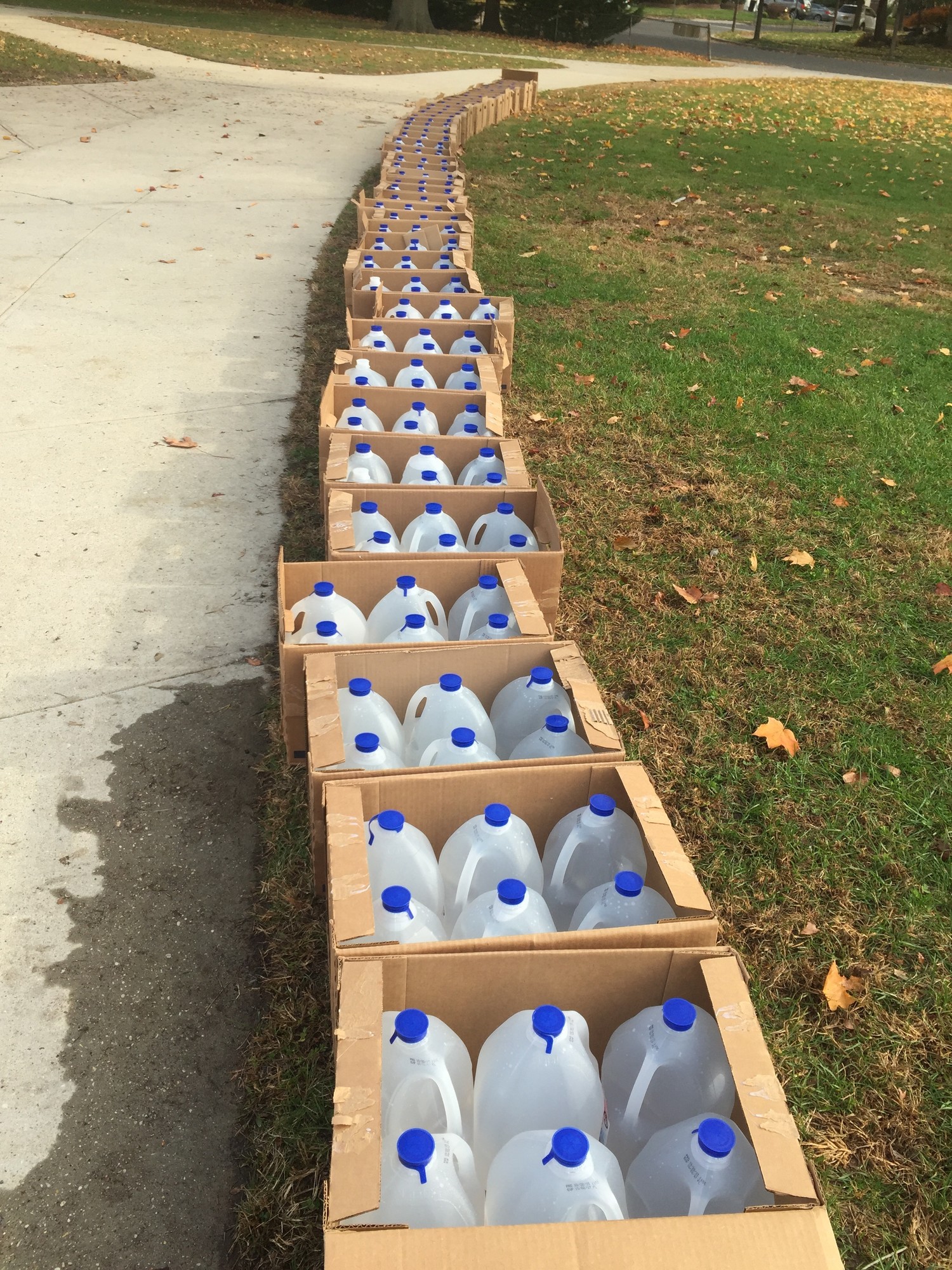Woodland’s sixth- and seventh-grade classes donated 3,658 pounds of foodstuffs to Island Harvest this fall, including more than 350 jugs of water.
