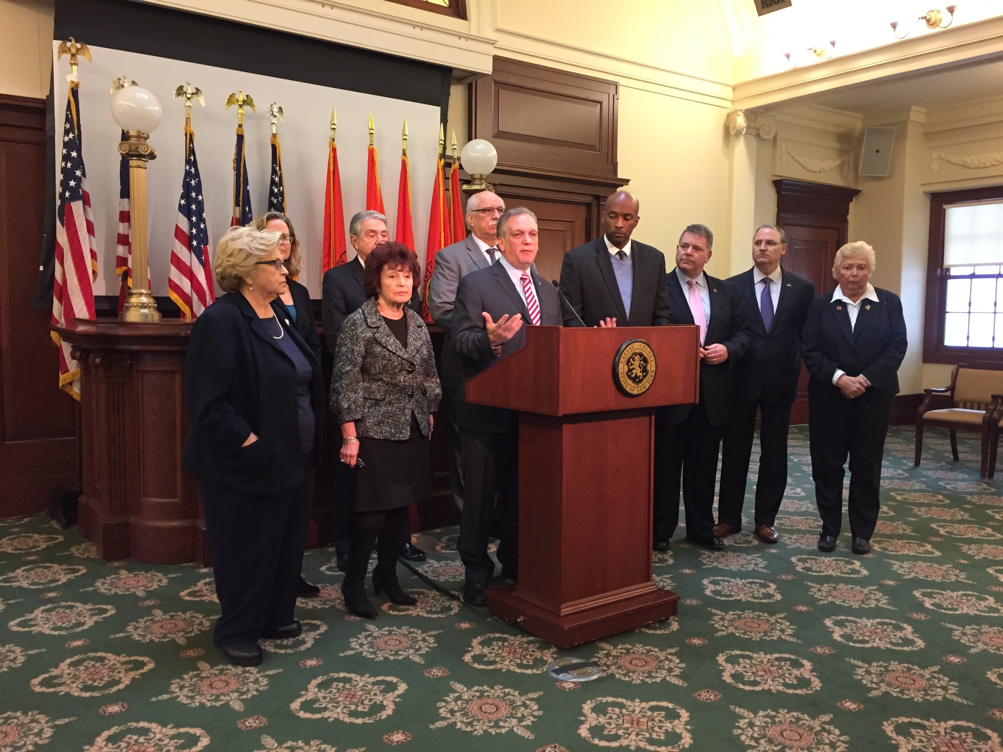 County Executive Ed Mangano announced at a press conference on Feb. 10 that Nassau leaders had designated an additional $3 million for the NICE bus system.