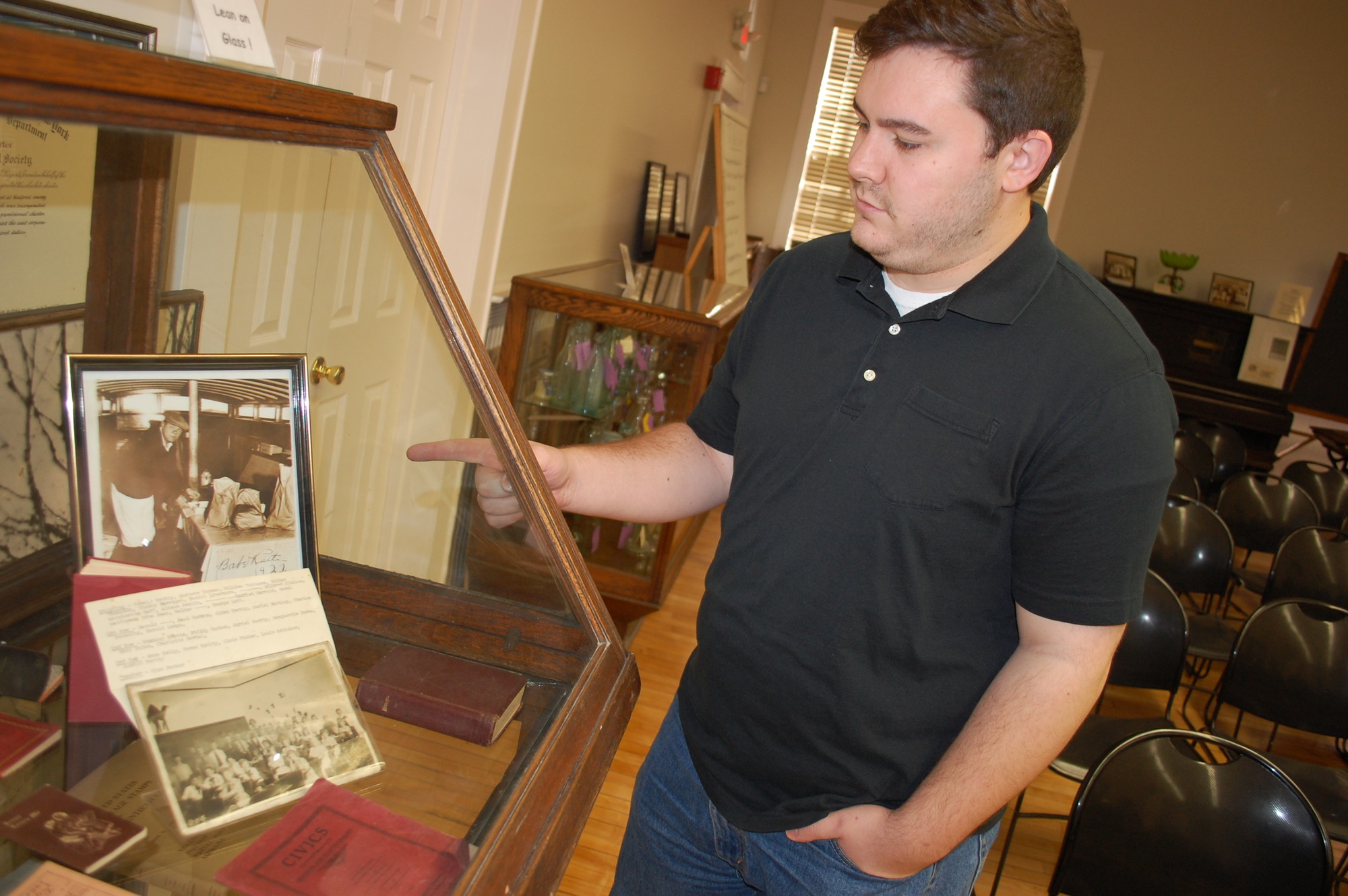 Seaford Historical Society member Patrick Martz showed a new addition to the collection — a photo of Babe Ruth, who regularly visited Seaford to go duck hunting.