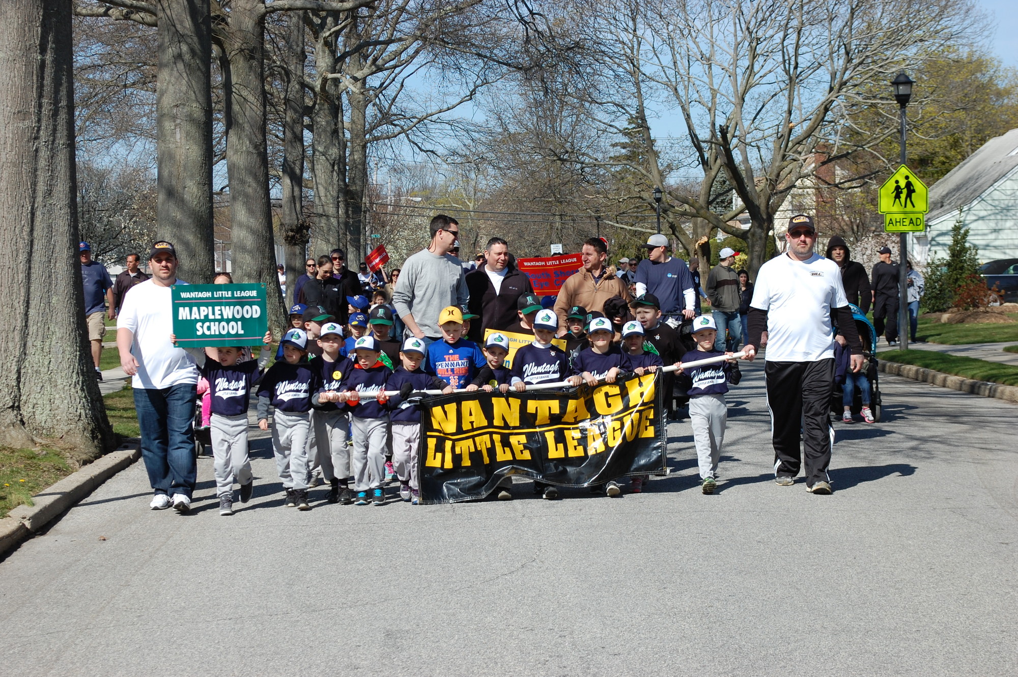 The Wantagh Little League’s Opening Day parade neared Wantagh Elementary School last Saturday morning, where a ceremony followed at Ciminelli Field.
