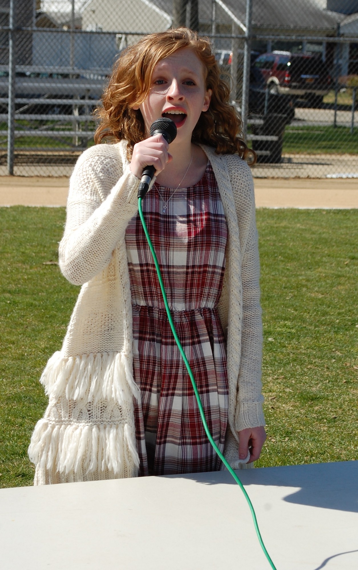 Wantagh High School student Lindsay Whiteman sang the National Anthem.