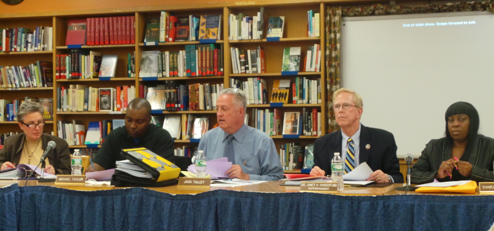Malverne school board trustees and district administrators met last week to present the adopted budget.