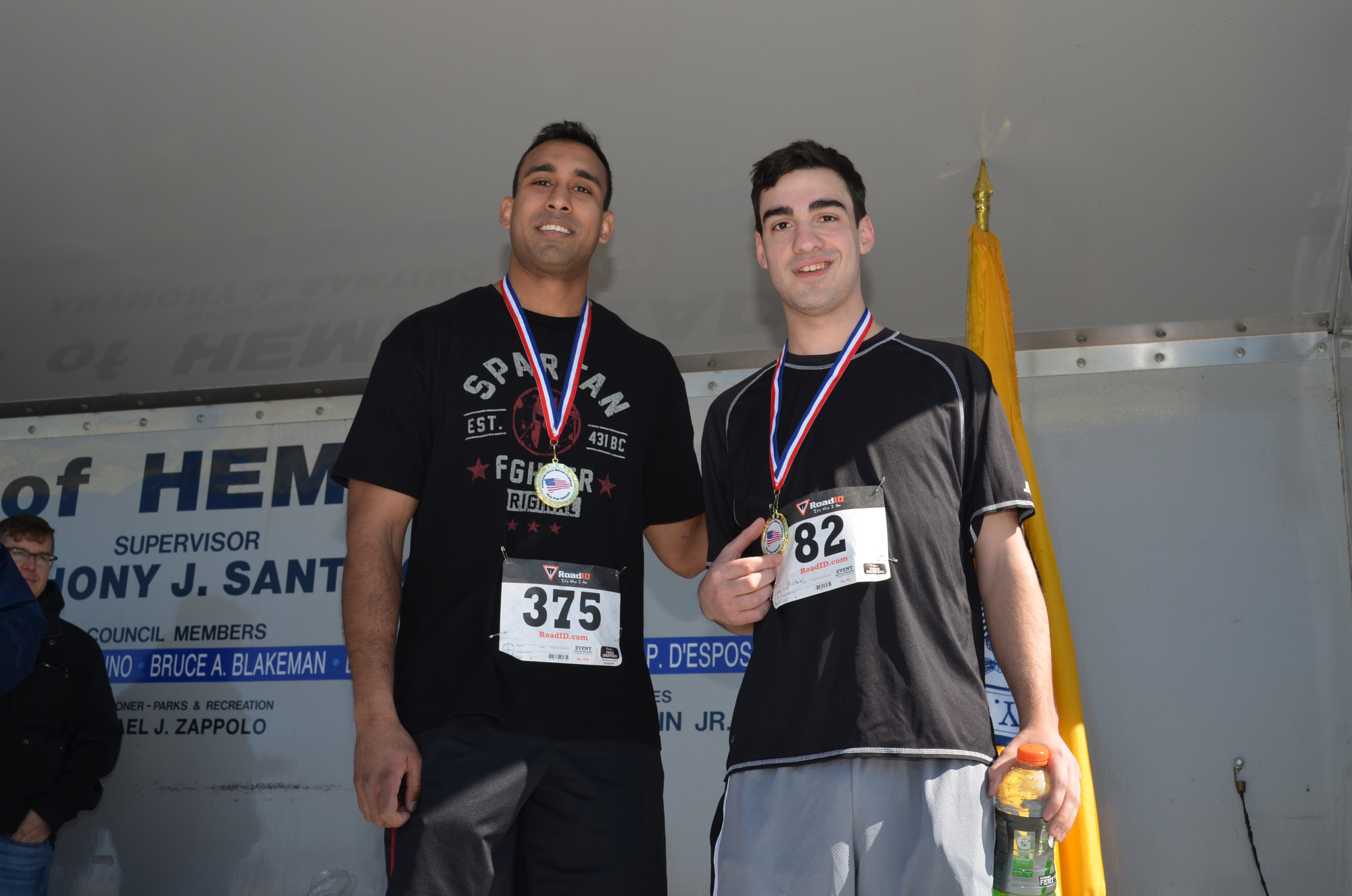 1st place ages 20-24 Sagar Beharry from Hempstead with 2nd place ages 20-24 Michael Borgia from East Rockaway