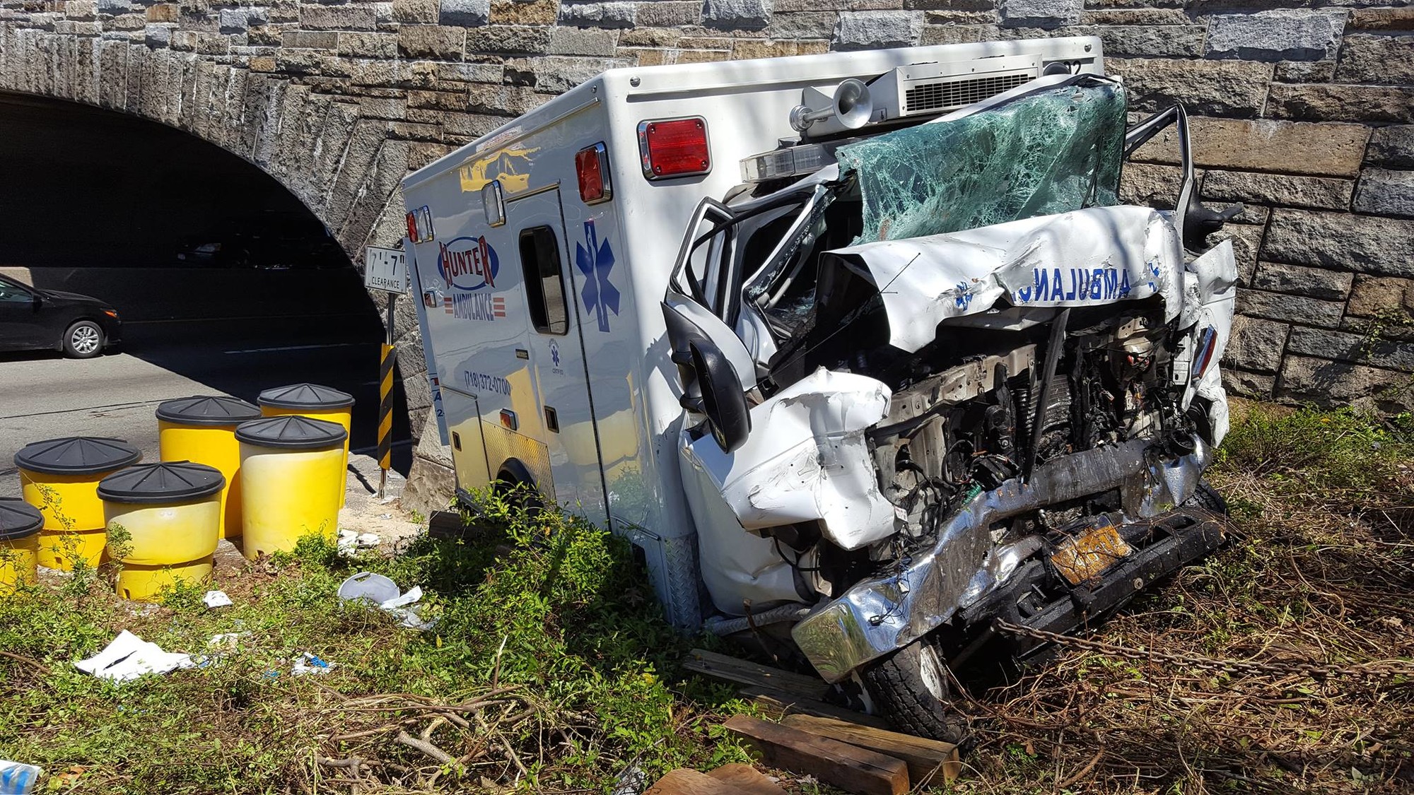 The Hunter EMS ambulance after the crash.