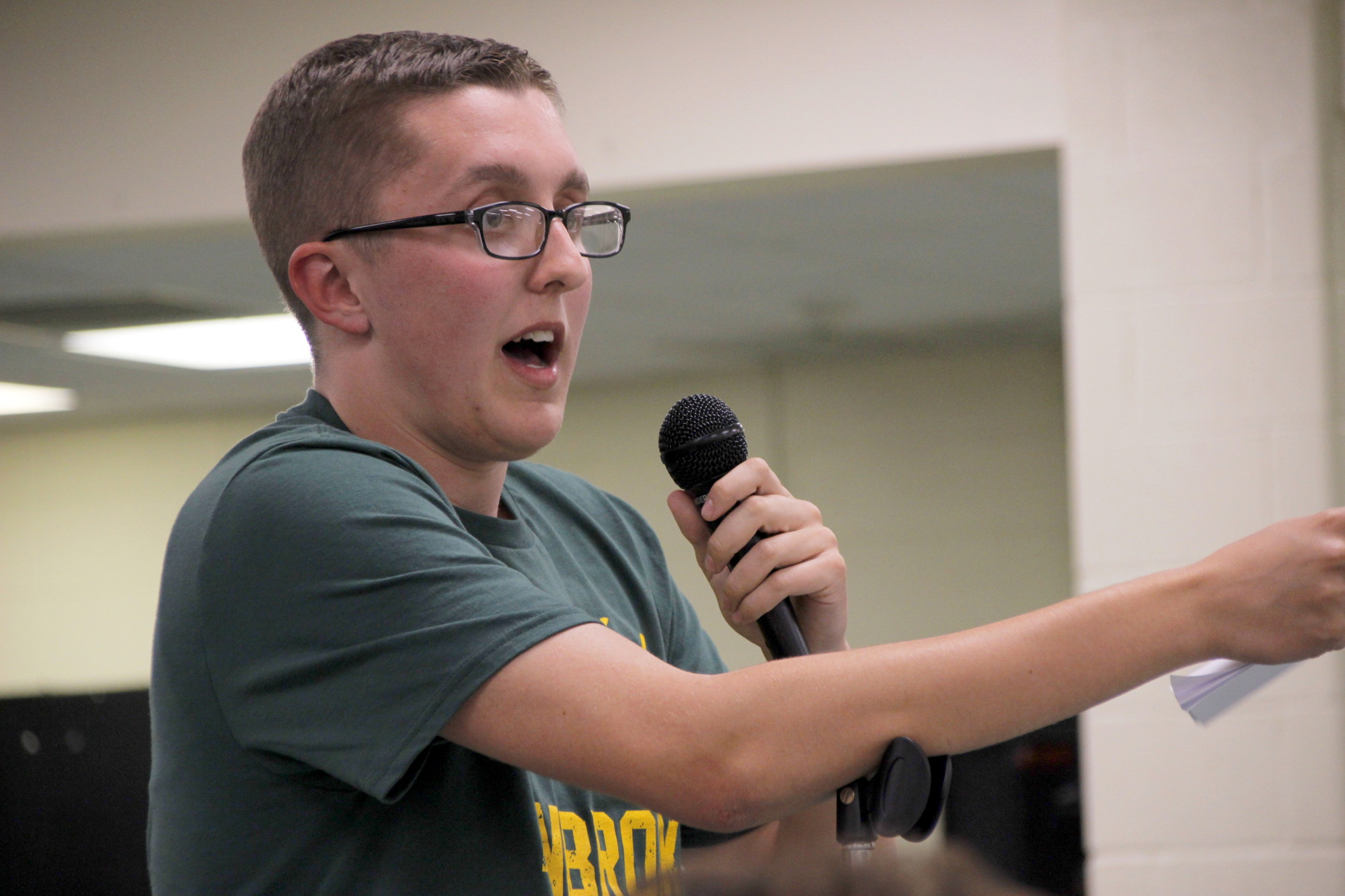 Brandon Crofts, a student at the high school, shared information with Board of Education trustees he’d learned in his government class about polling as it pertained to voter turnout for the recent bond referendum.