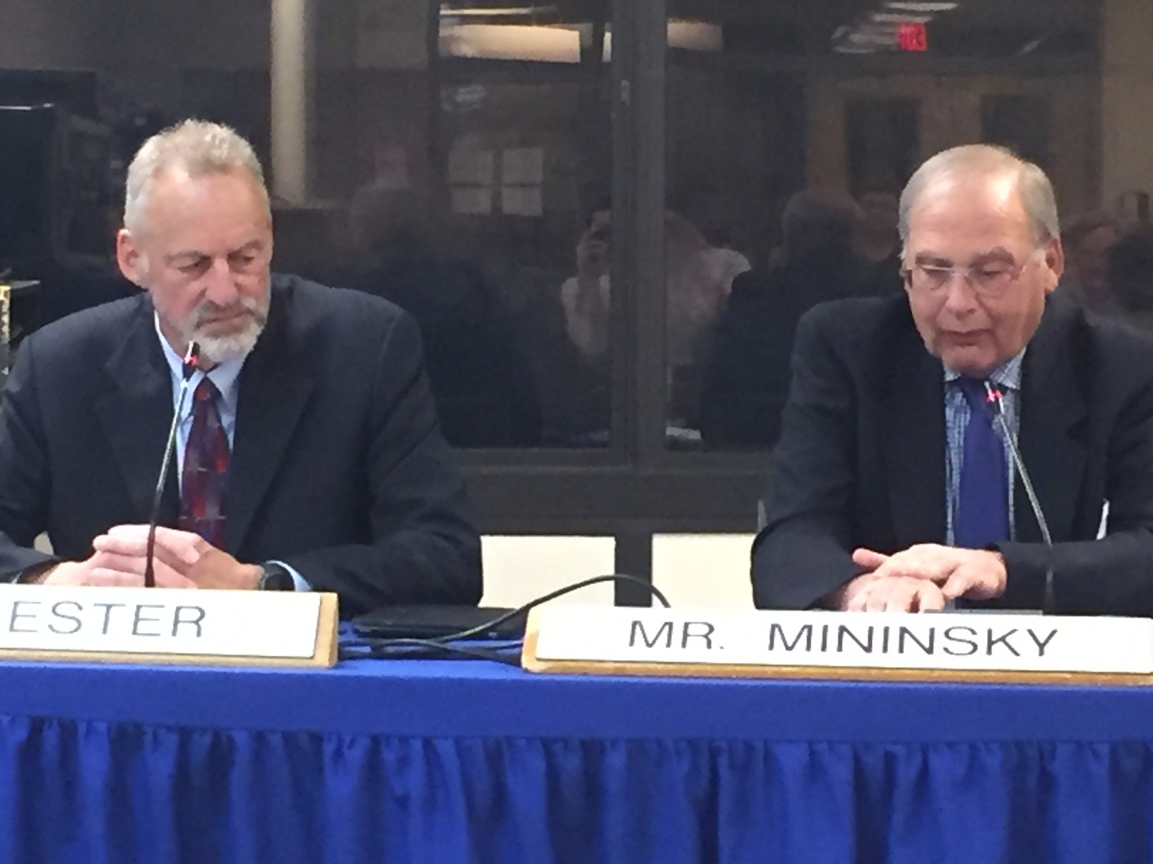 Board of Education Vice President Stewart Mininsky, right, called the election results “bitter sweet,” as he commended Lester's service to the board and welcomed Bodnar to the elected body.