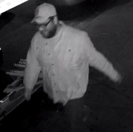 A security camera captured this image of a man who allegedly damaged a bicycle in the West End on April 16.