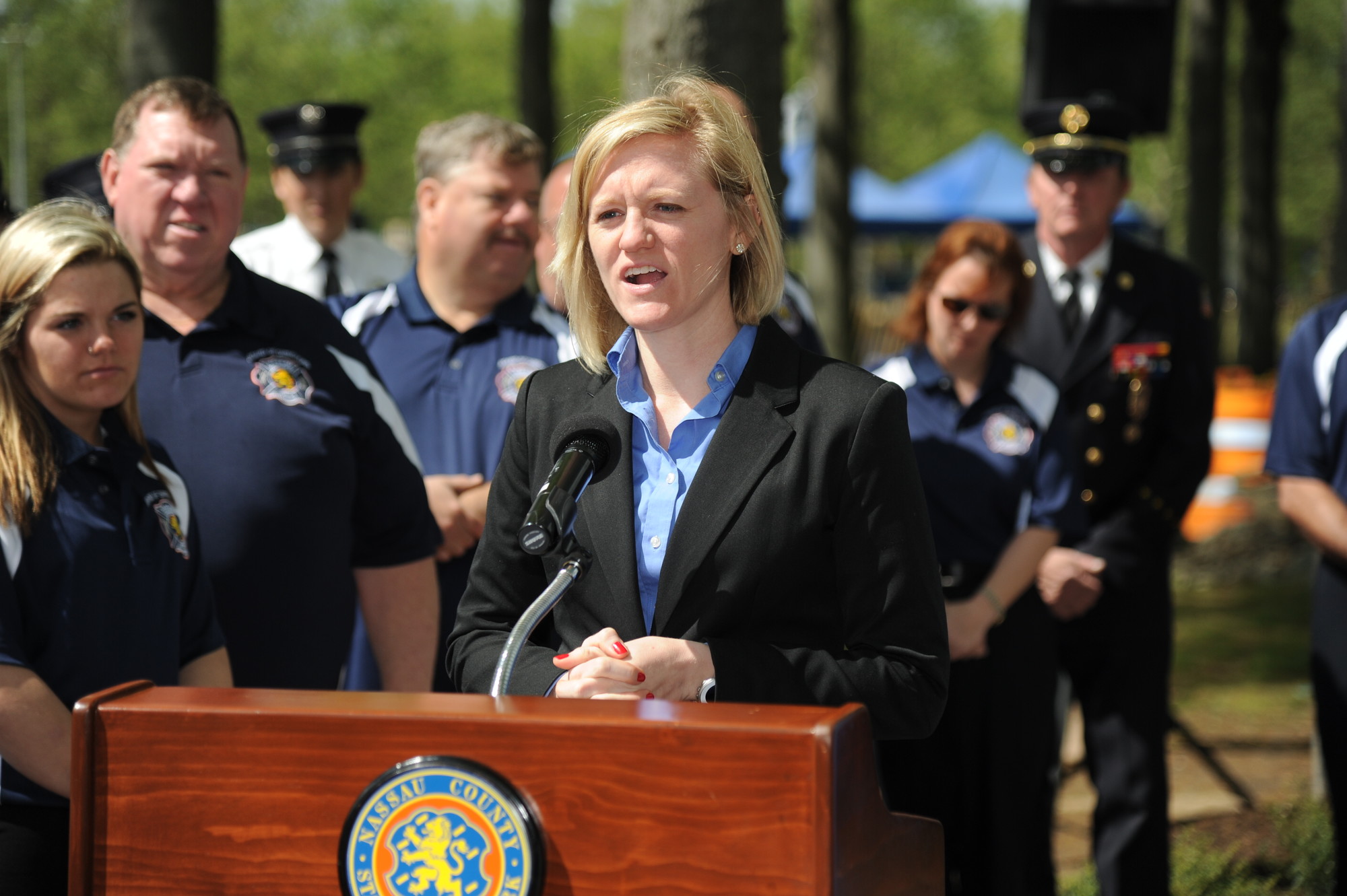 Rachel Buczynski of the National Volunteer Fire Council, spoke at the ceremony.