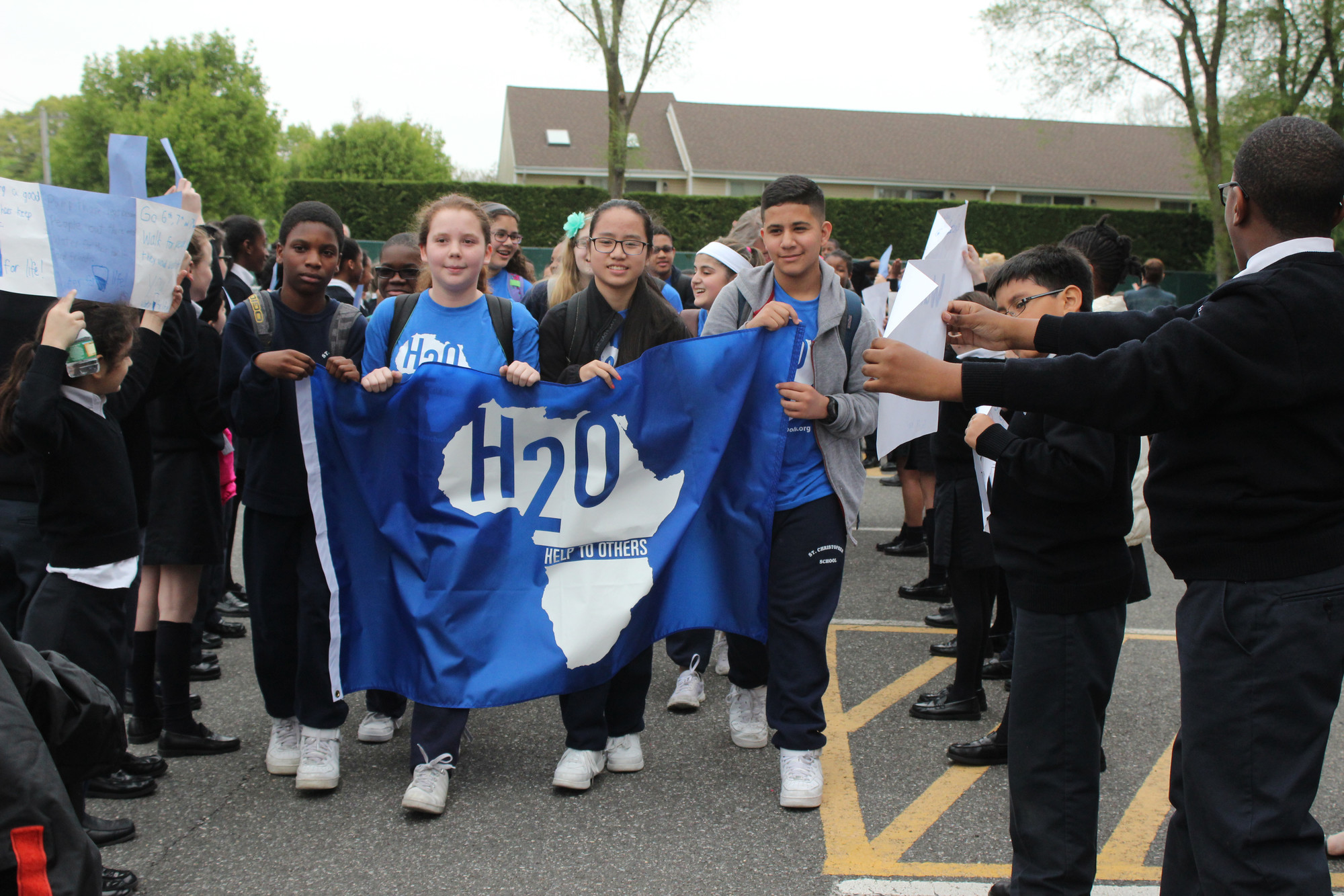 About seventy students headed out from St. Christopher's School to walk three miles on Friday. Photos by Theresa Press/Herald