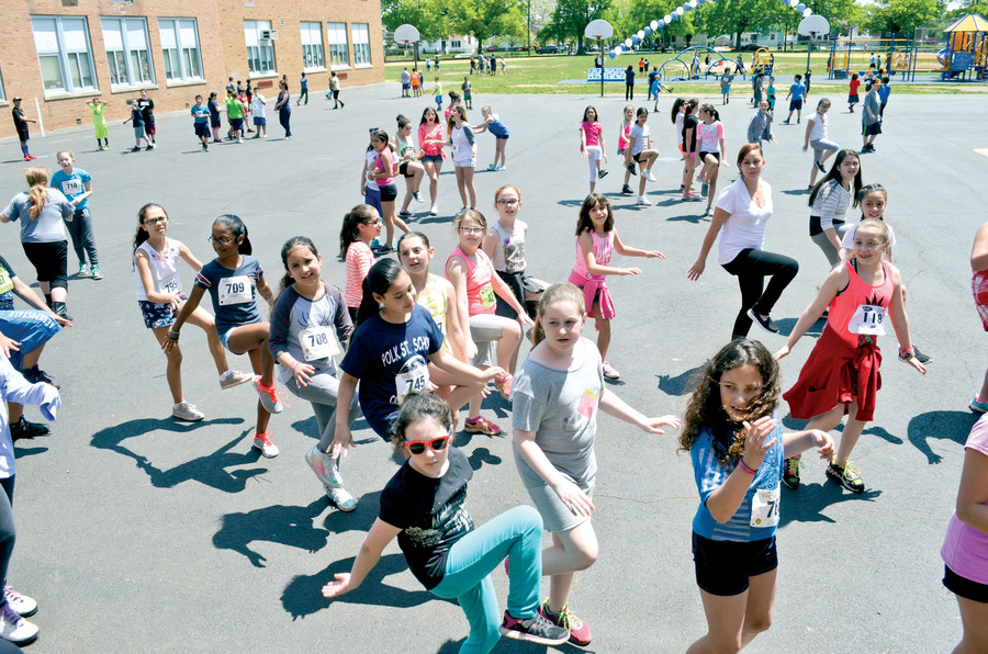 Polk Street Elementary students did Zumba exercises.