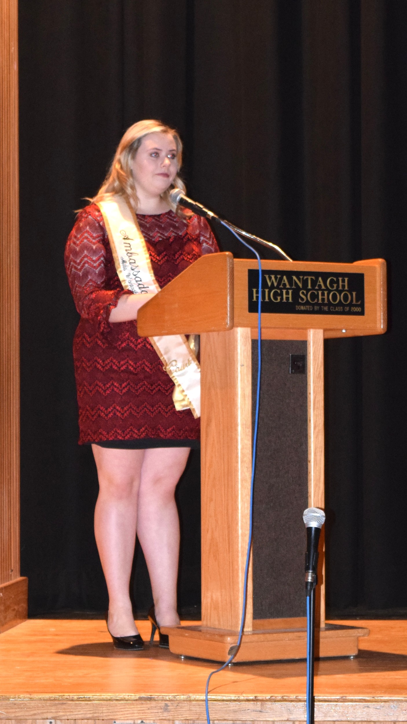 Miss Wantagh Ambassador Emma Carey held a presentation on breast cancer at Wantagh High School on May 18.