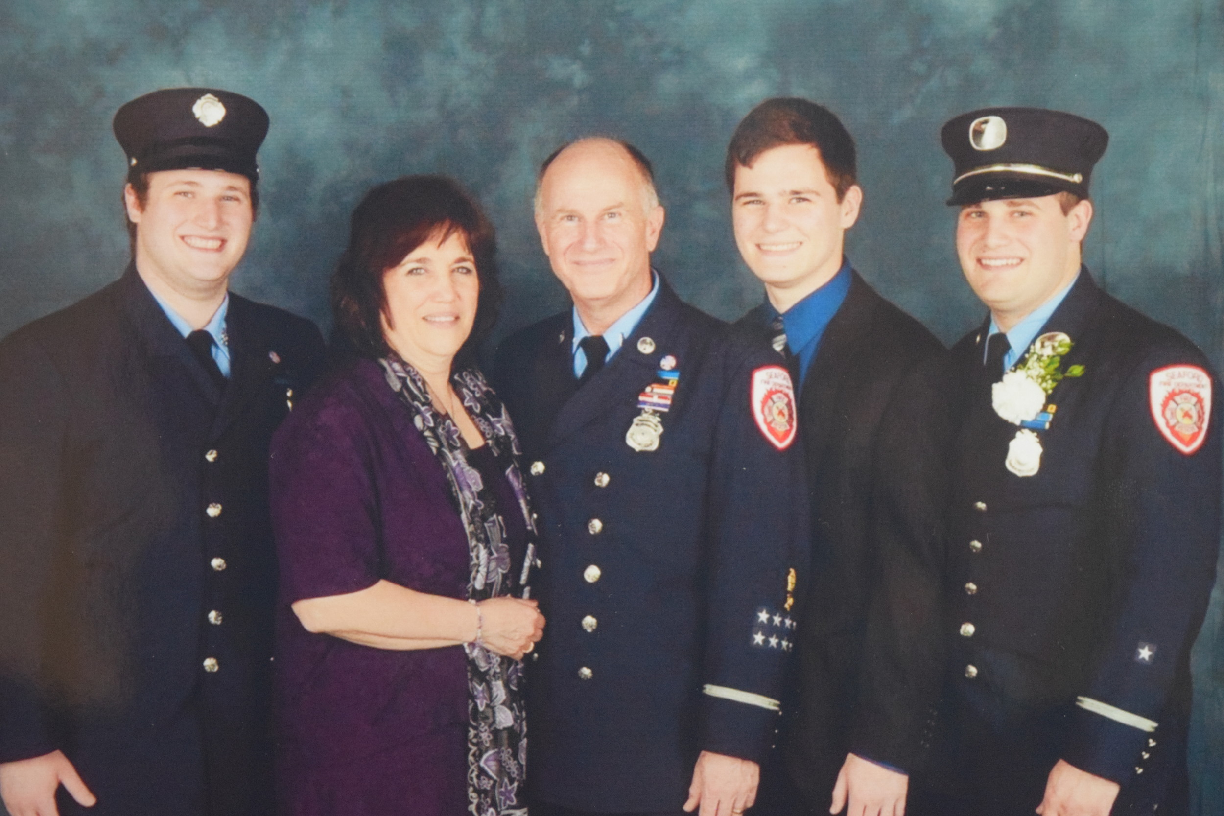 The Nicolas — from left, John, Susan, Phil, Michael and Steven — contribute to their hometown of Seaford through membership in the Fire Department.