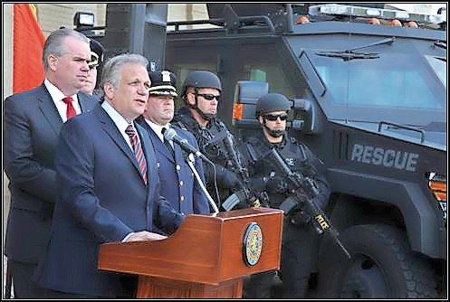 County Executive Ed Mangano, with Acting Police Commissioner Thomas Krumpter, announced increase police surveillance in the wake of the mass shooting in Orlando, Florida.