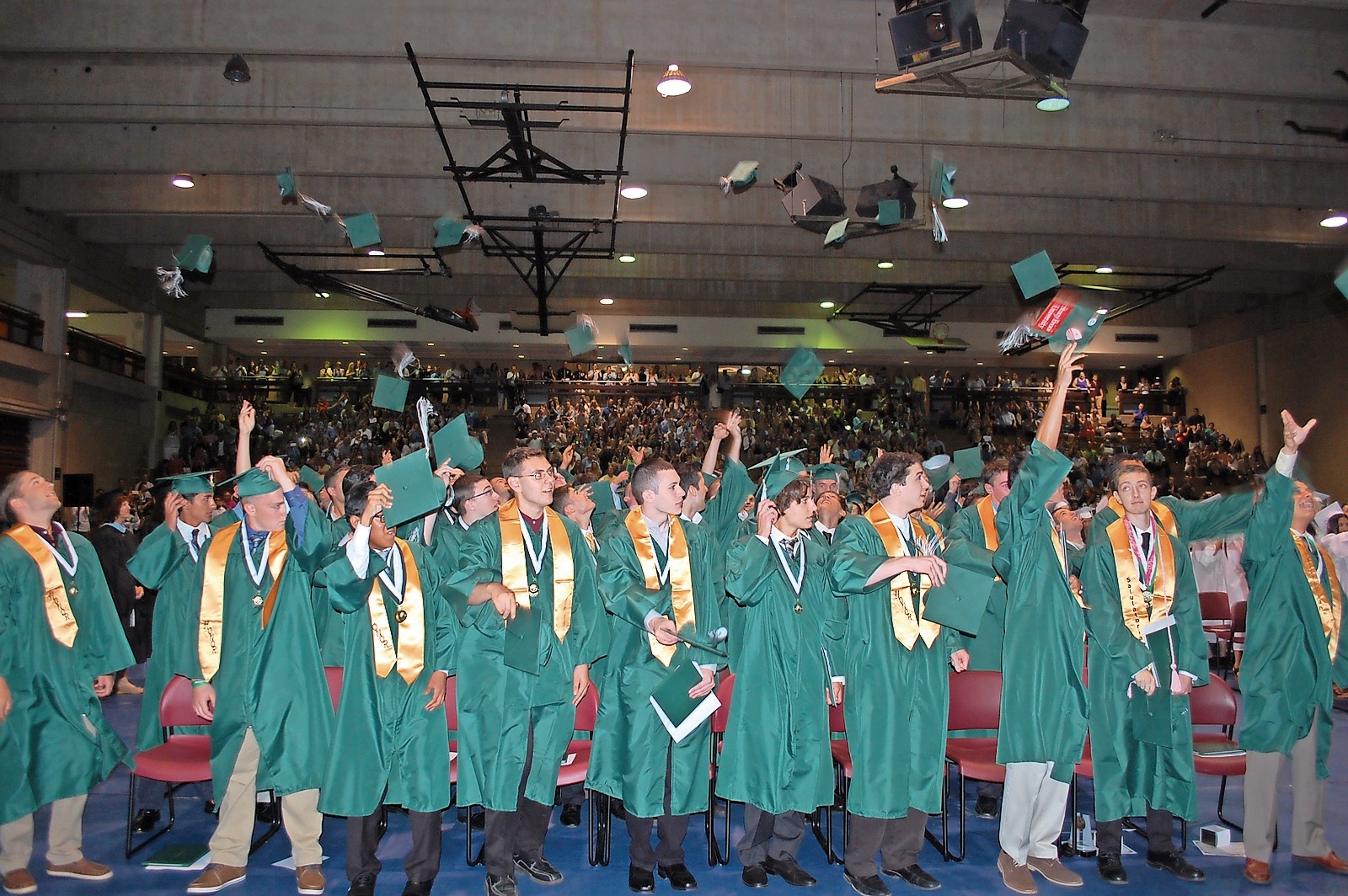 Seaford High School’s 178 graduates celebrated at the end of their ceremony at Nassau Community College on Sunday afternoon.