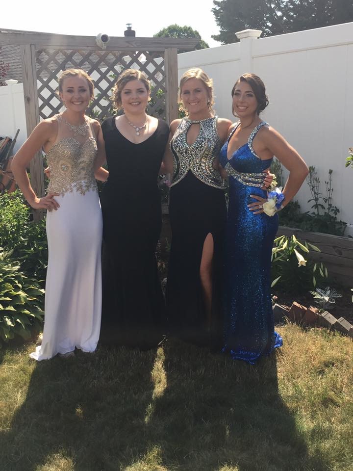 Kelly Clarke, left, Grace Fruscella, Melissa Peysson and Emily Leeb sparkled in their elegant gowns at the EMHS prom.