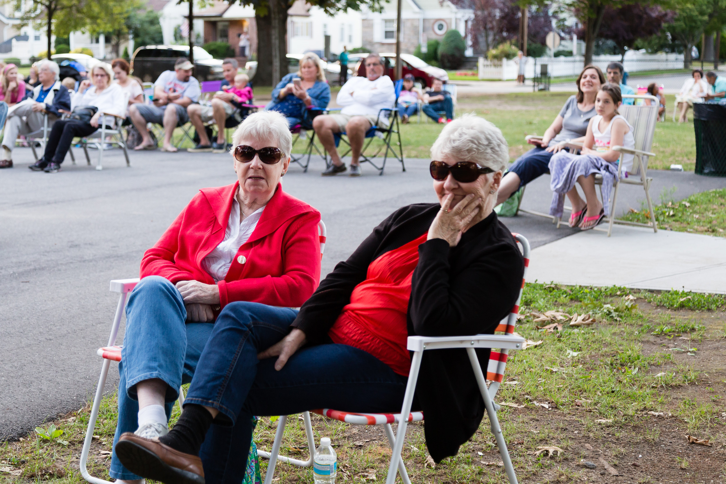 L to R: Eileen Goode and Millie Pavia enjoy
The Steel Silk Band performance at East Rockaway Summer Concert Series at Memorial Park in East Rockaway, New York on Saturday July 2nd 2016.