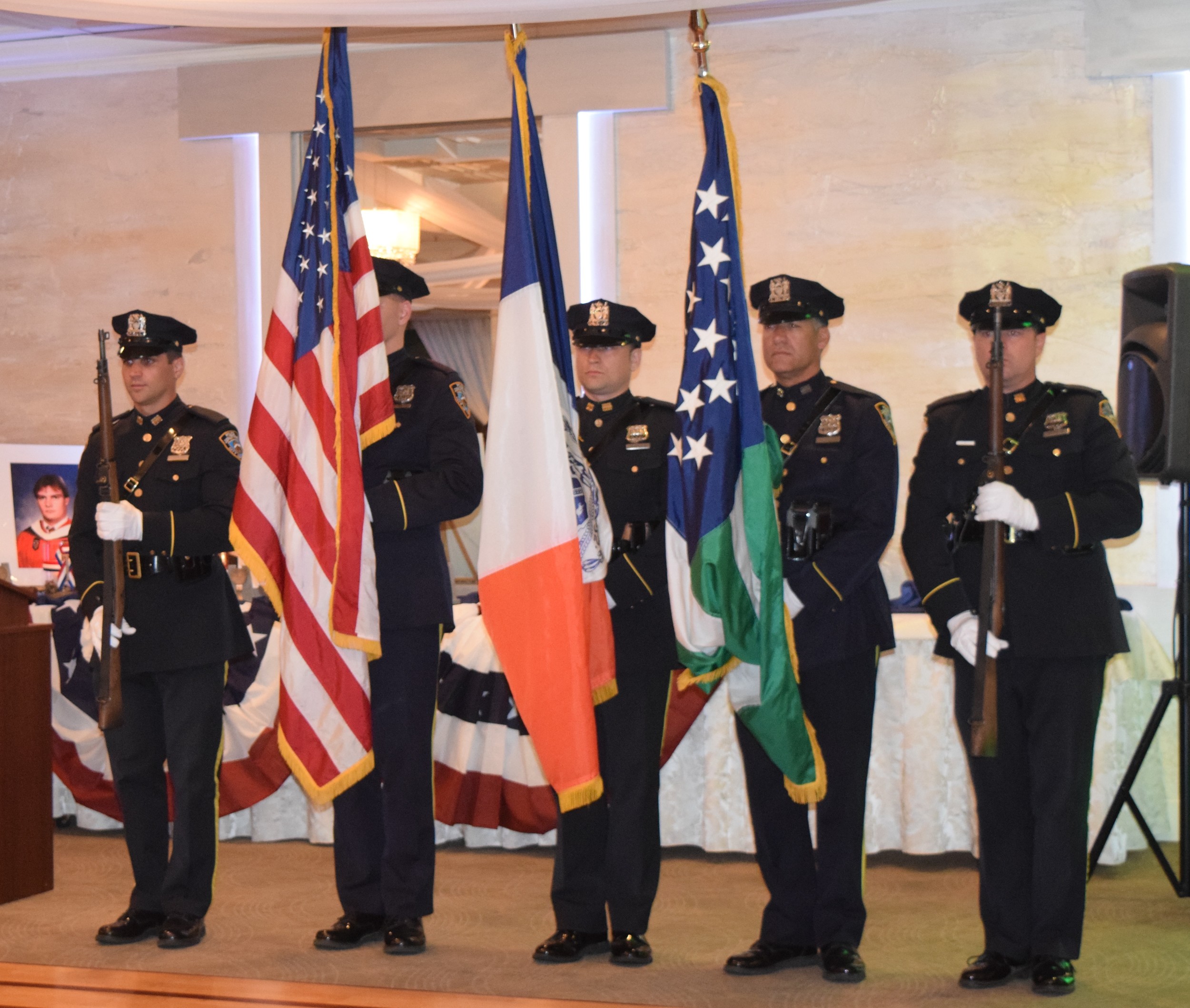 The Patriot award ceremony was a formal affair, complete with police color guard.