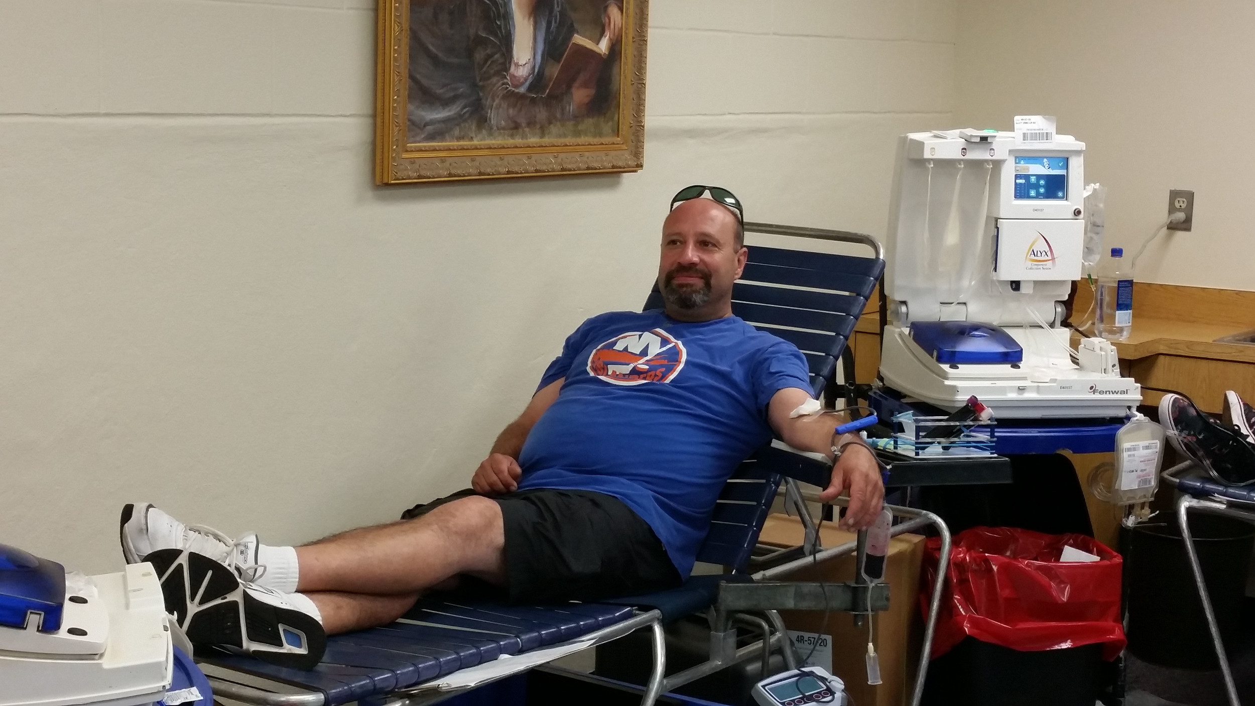 James Hopper gave blood after hearing about the emergency through text alerts.