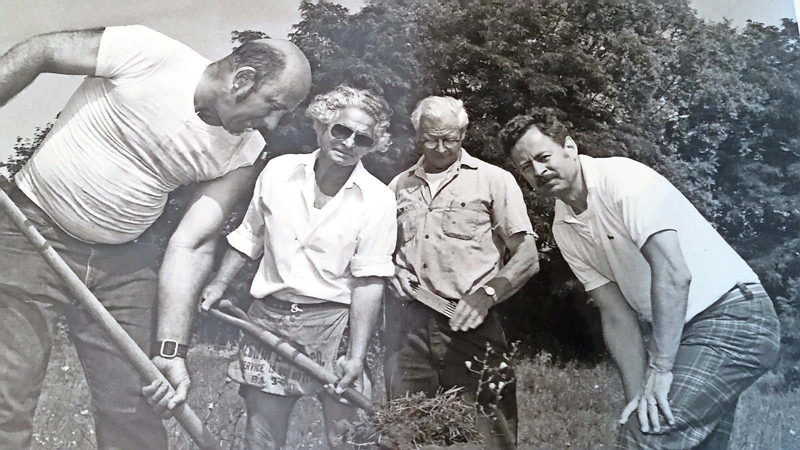 Baldwin Historical Society founders, from left, Jim Moreland, Al Fam, James McKeon and Rolf Mahler broke ground on the museum on July 10, 1976.