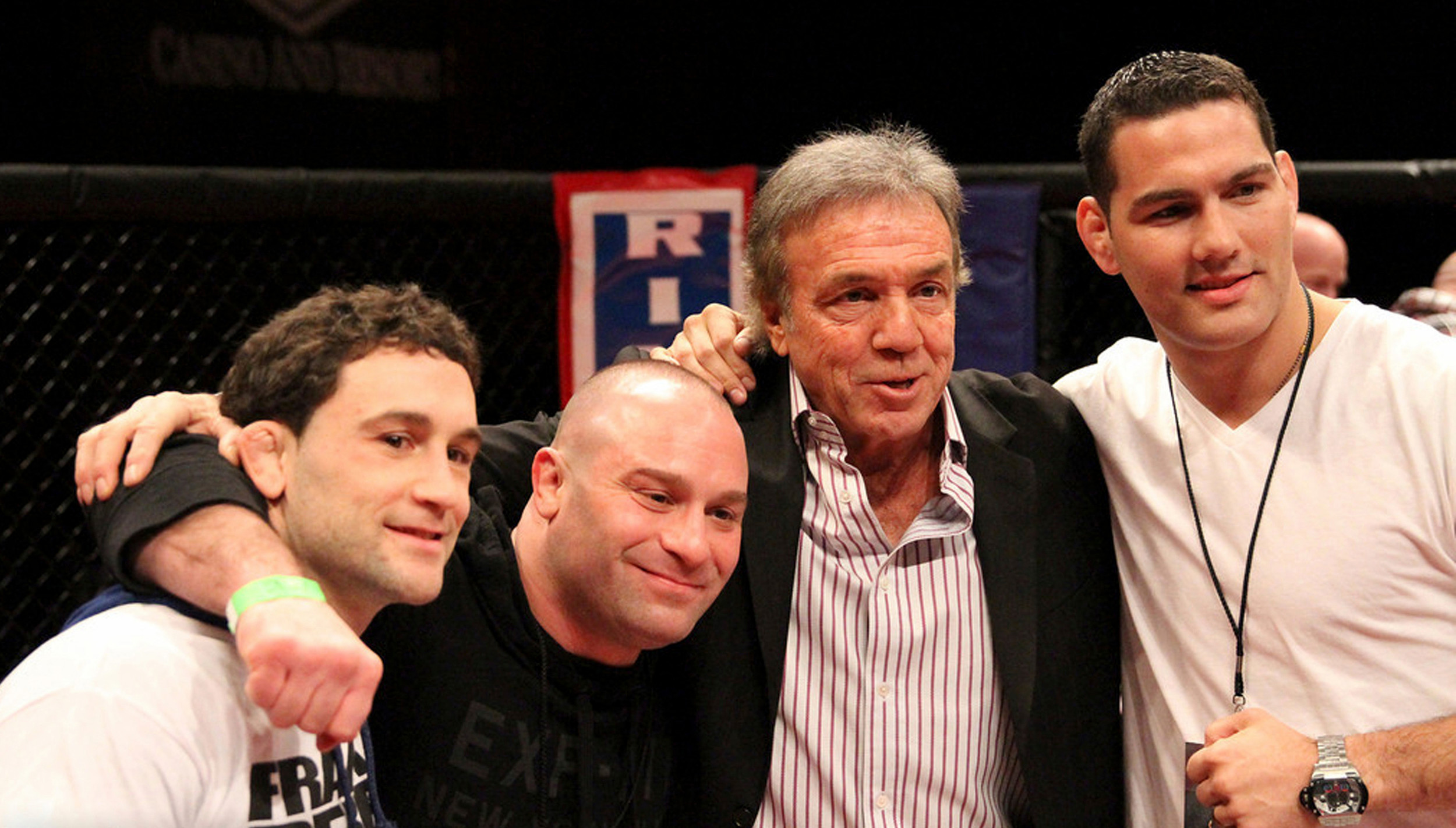 MMA promoter, Lou Negila, third from left, with former UFC champions Frankie Edgar, far left, Matt Serra, and Chris Weidman.