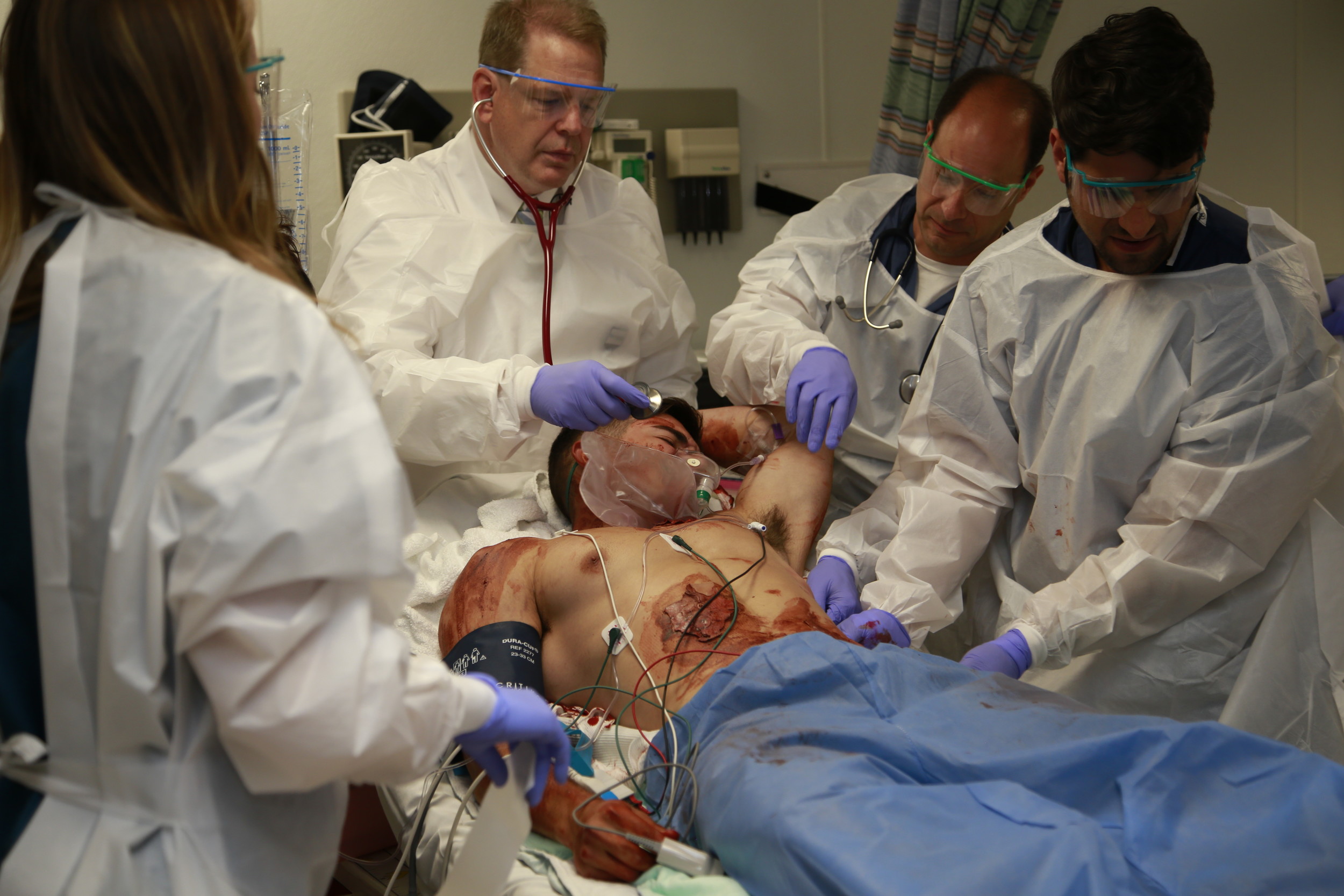 South Nassau Communities Hospital emergency room doctors and nurses tended to a volunteer patient during a demonstration of the hospital’s Level II trauma readiness on July 19.