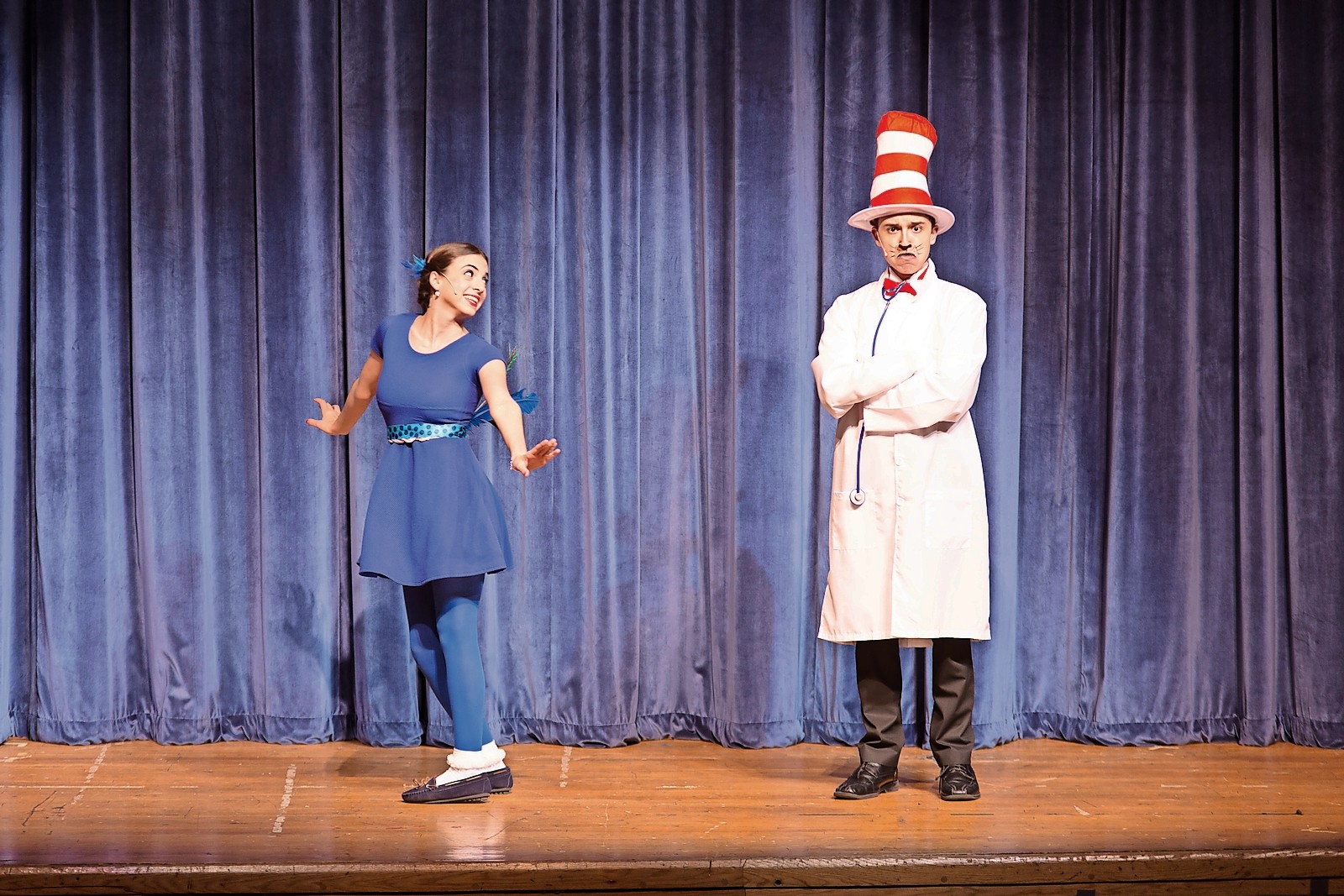 Sarah Romanelli, as Gertrude McFuzz, and Carmine Elvezio, playing the Cat in the Hat, returned to the lead roles for “Seussical’s” weekend performances.