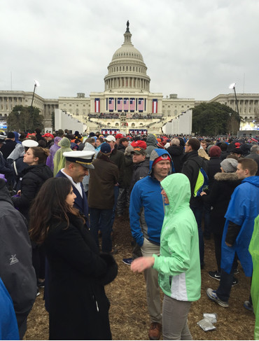 In Washington, D.C., the crowd gathered before the presidential inauguration on Friday.