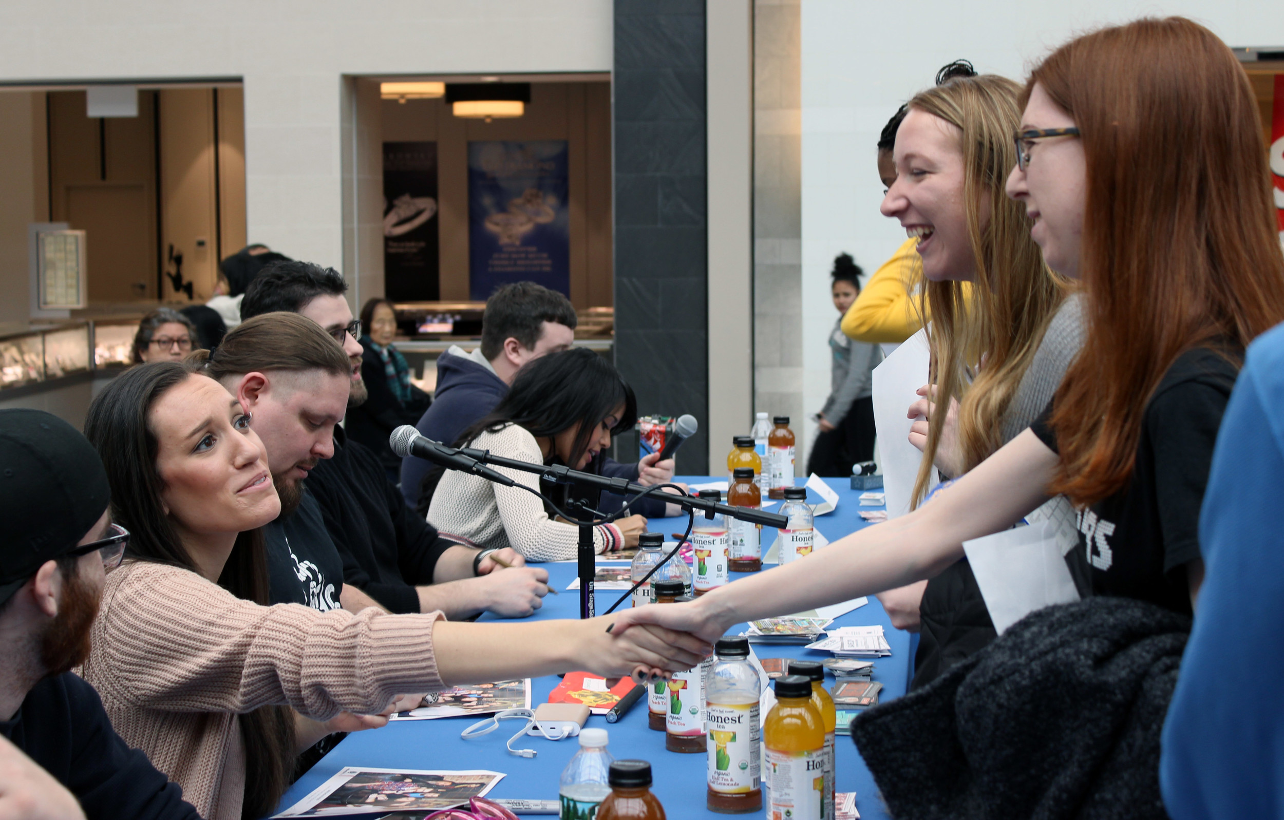 Grindhouse Radio co-host Kim Adragna, 22, of Merrick, connected with her fans at a meet-and-greet at the Broadway Mall in Hicksville.