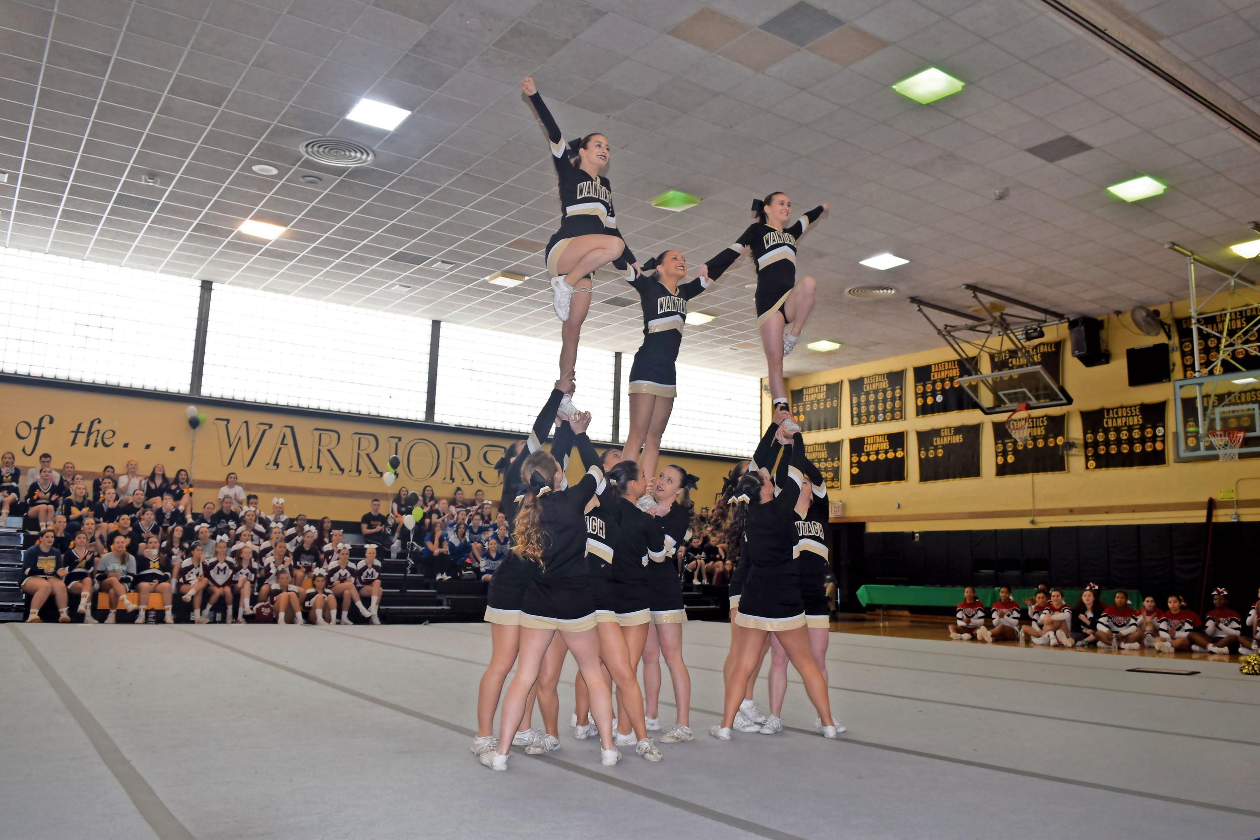 The Wantagh High School varsity cheerleading team won a county championship last weekend in front of the hometown crowd. The squad also placed sixth at the Universal Cheerleading Association’s National High School Cheerleading Championship last month.