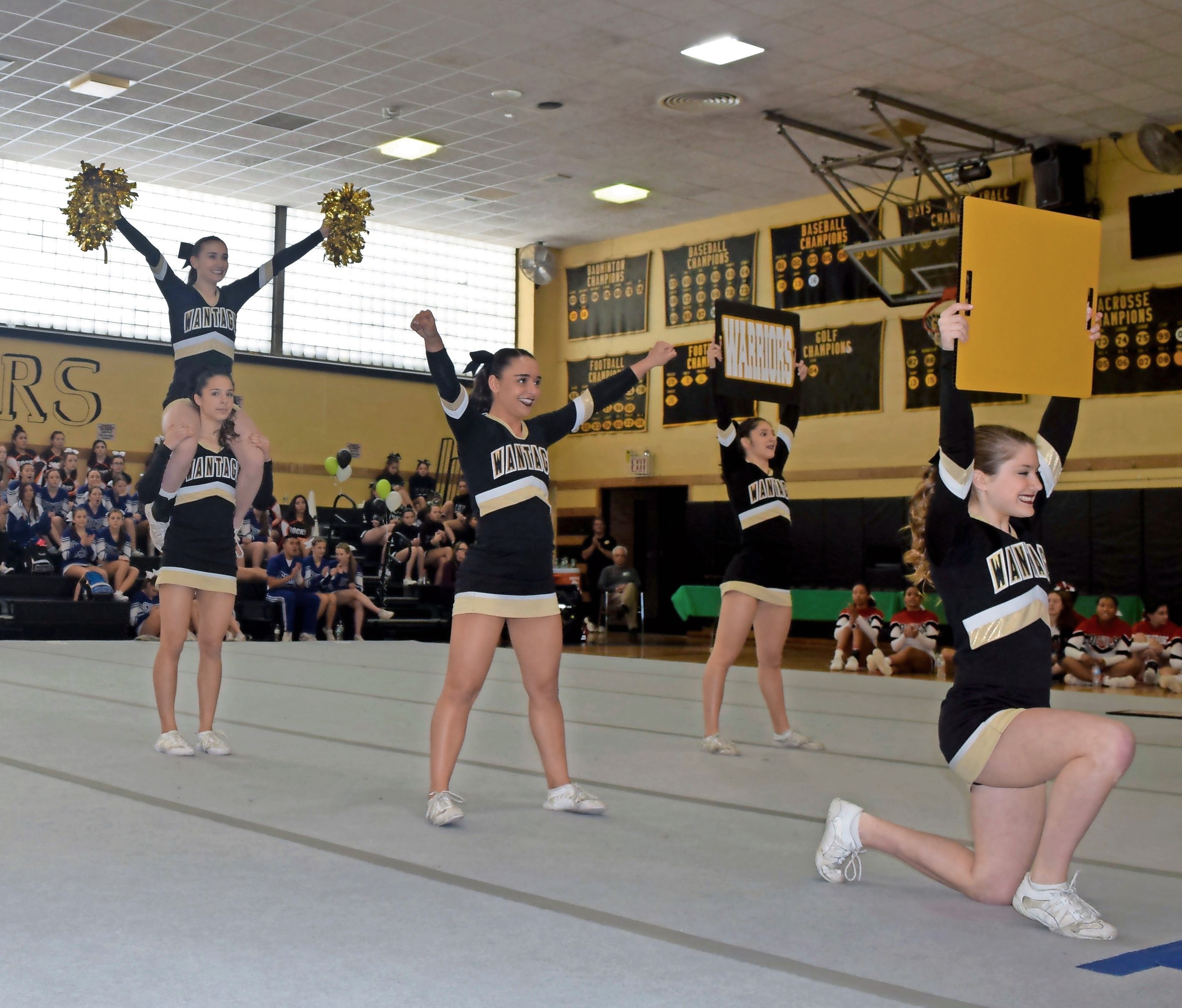 The Lady Warriors shouted a chant at the county contest on Feb. 26.