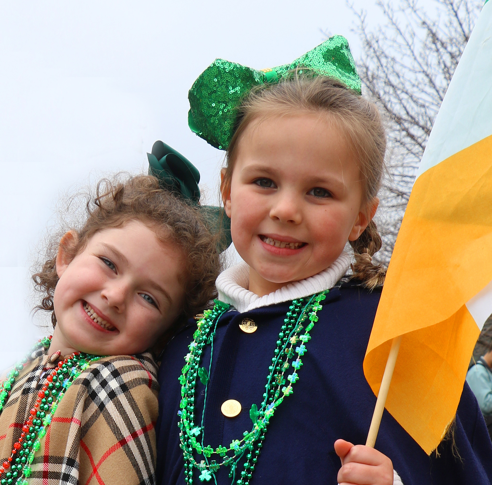 Cate Nelson, 5,  left, and Niamh Grogan, 7, were among the tens of thousands who attended the parade.