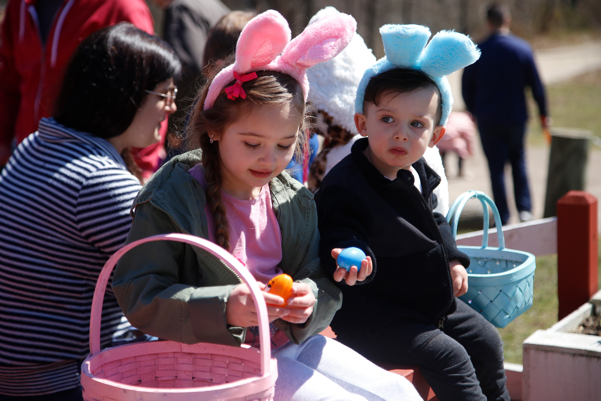 Carolina O’Connor, 5, and Xavier O’Connor, 2, collected candy-filled eggs at the annual Forest City Community Civic Association Spring Fling on April 2.
