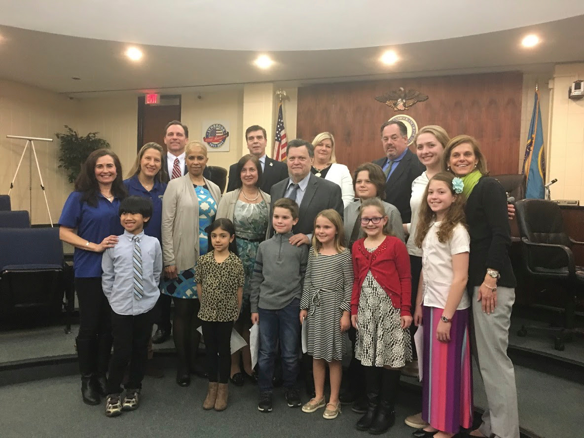 Lynbrook Union Free School District students spoke at the Lynbrook board of trustees meeting on April 3 to encourage the mayor to tax plastic bags.