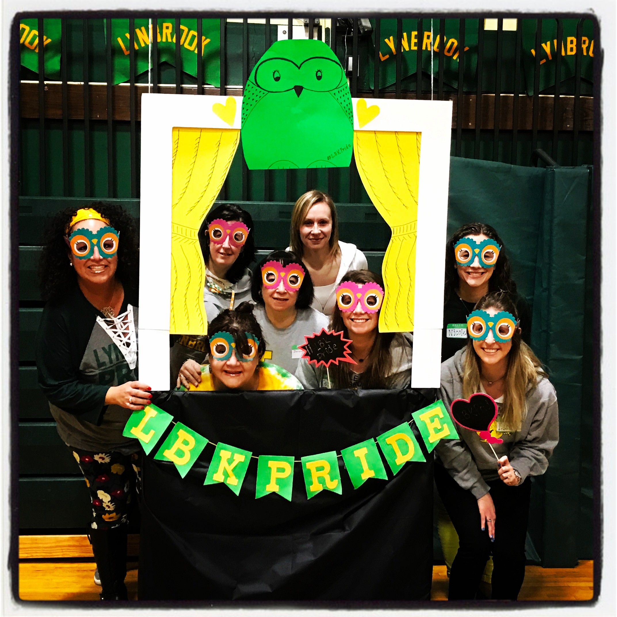 Teachers from Marion Street School showed their school pride by donning Owl eyes for photos at the seminar.