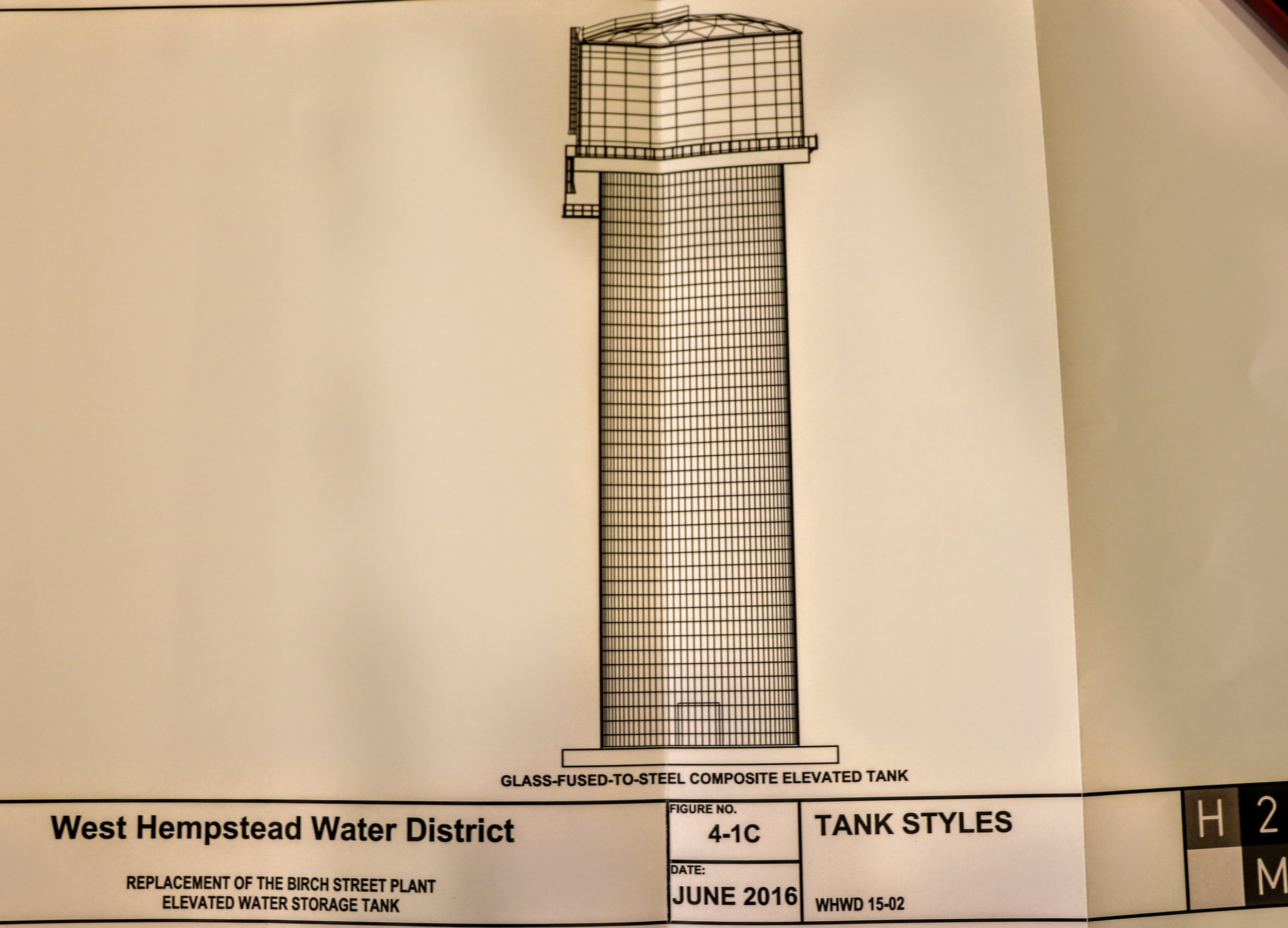 Among the styles under consideration for the water tank’s replacement include this glass-fused-to-steel design.