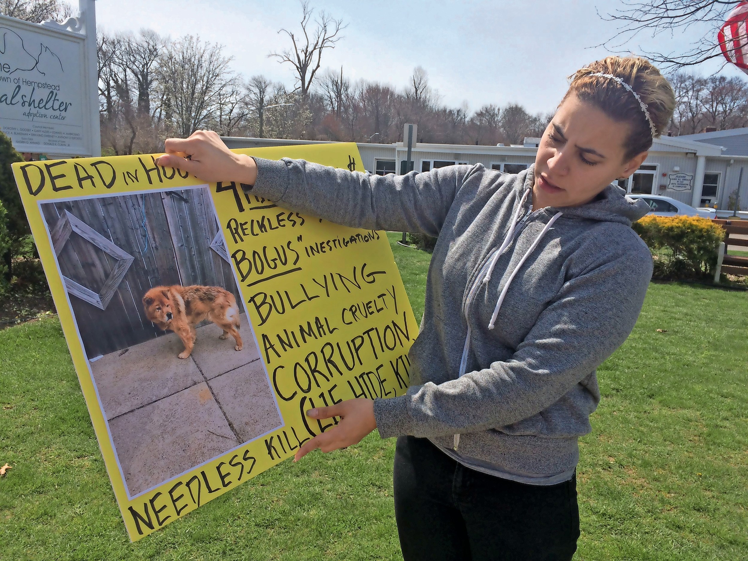 Jessica De La Rosa, of Freeport, is calling for an investigation of the Hempstead Town Animal Shelter, after her dog, Oso, escaped from her home last week and was euthanized before she was notified.