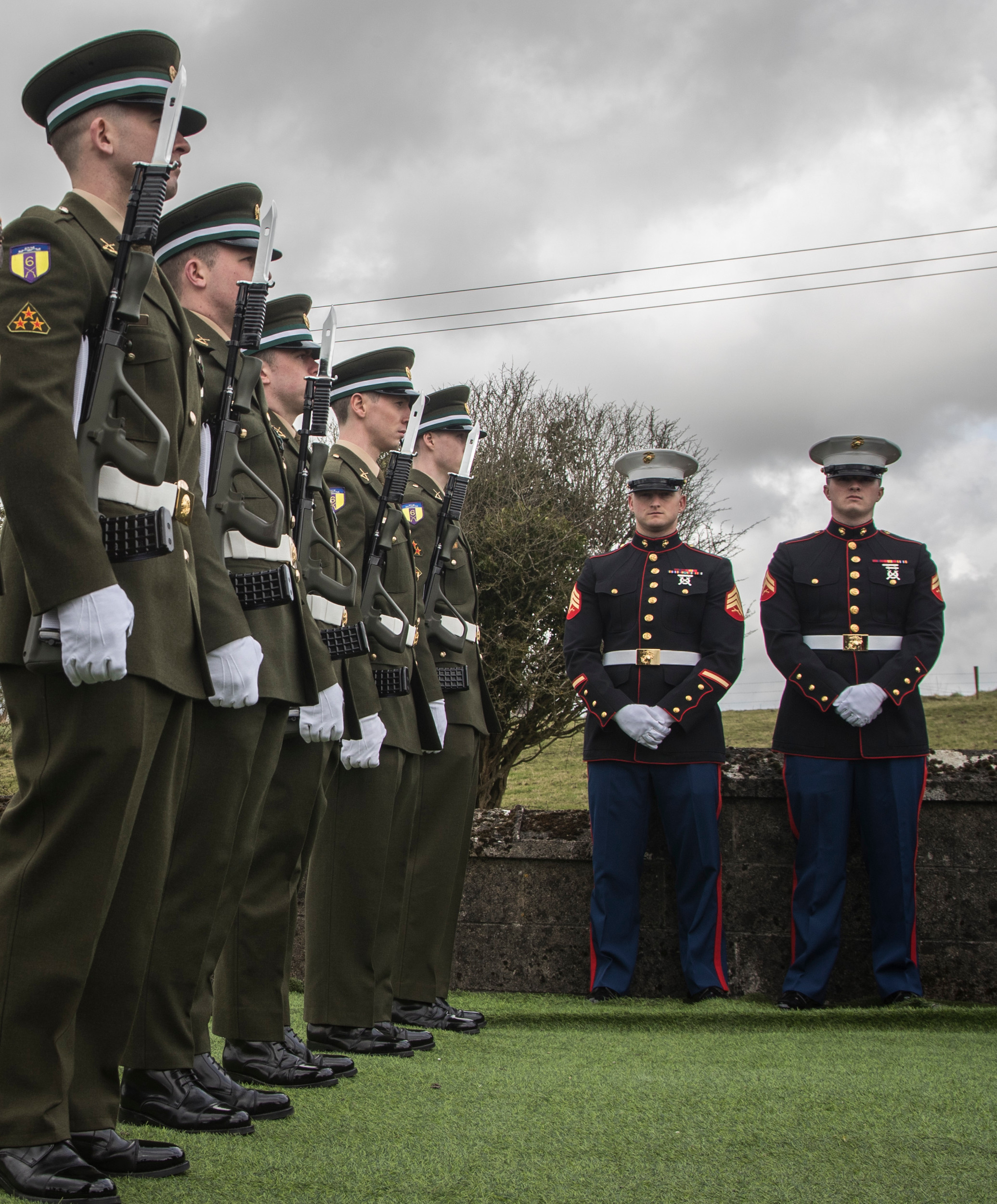 Members of the U.S. military and Irish Defense Forces stood at attention at Gallagher’s gravesite during the ceremony on March 30.