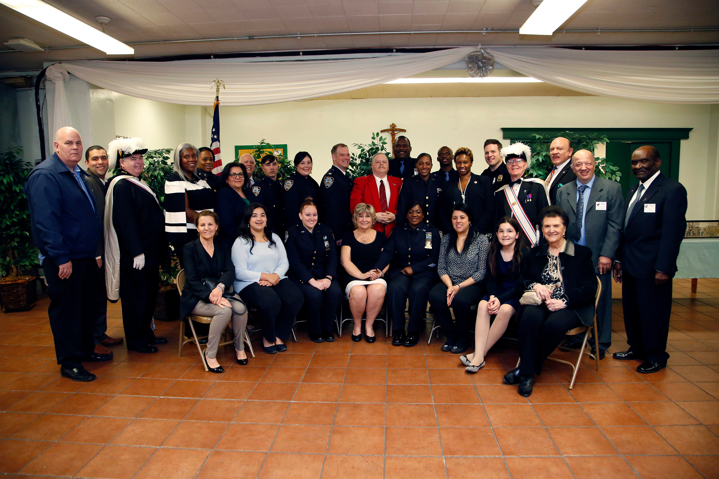 Members of the NYPD, NCPD, widows of fallen officers and Knights of Columbus officers all attended the 90th anniversary breakfast for the Knights of Columbus Saint Therese Council 2622.