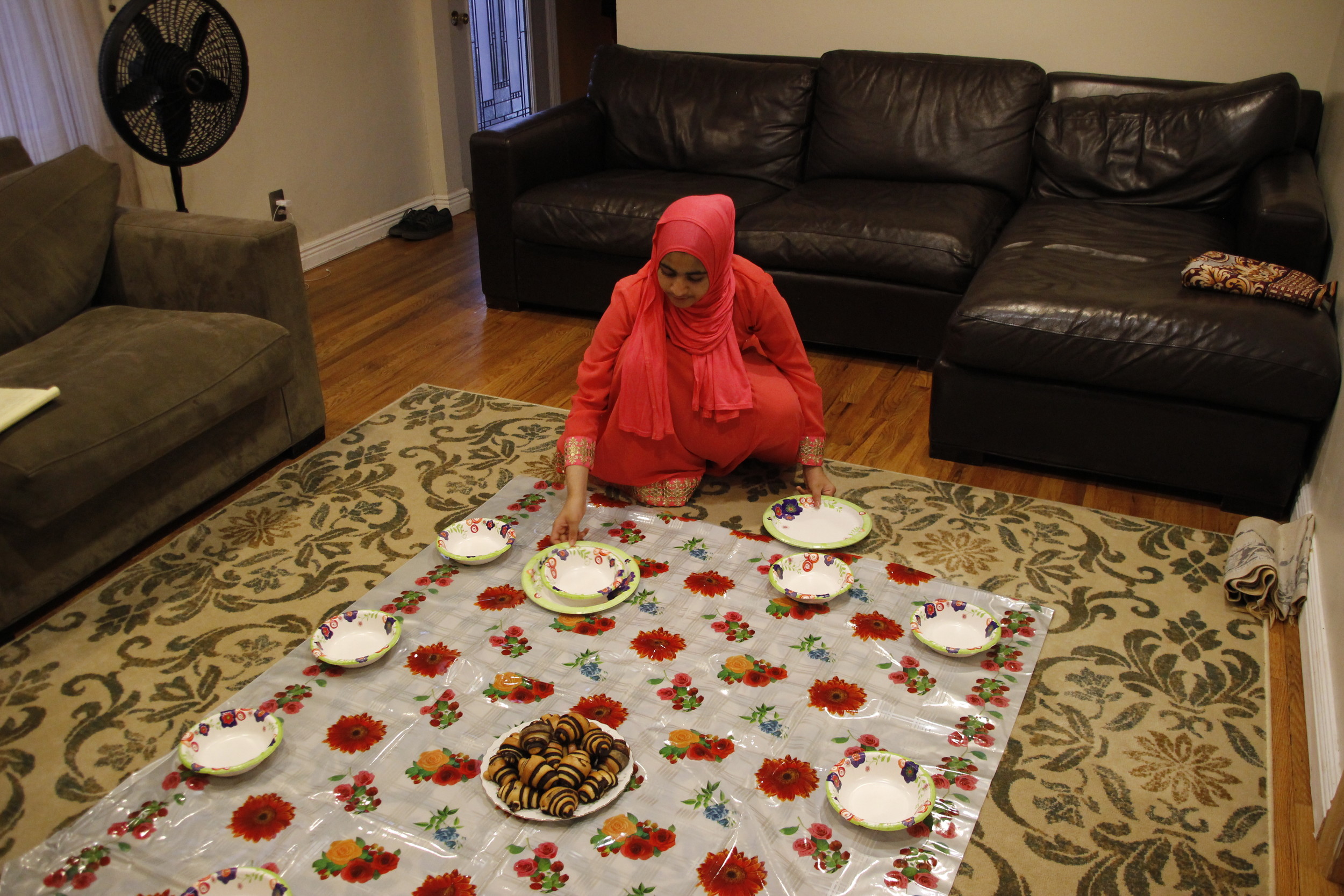 Maysa Kapadia, 14, helped with dinner set-up.