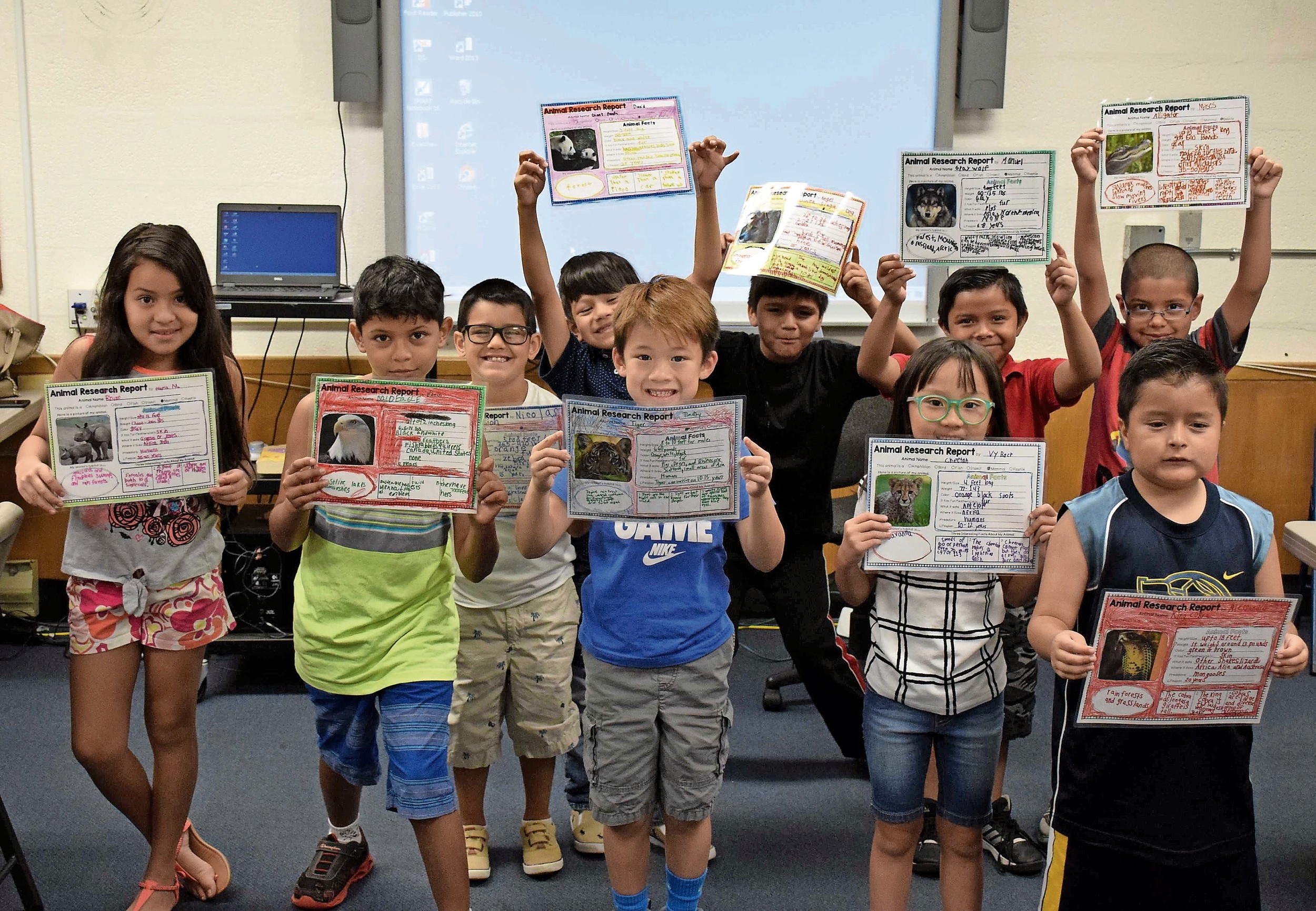 Students in the Levittown School District’s summer ENL Jumpstart program researched dinosaurs and created short reports.
