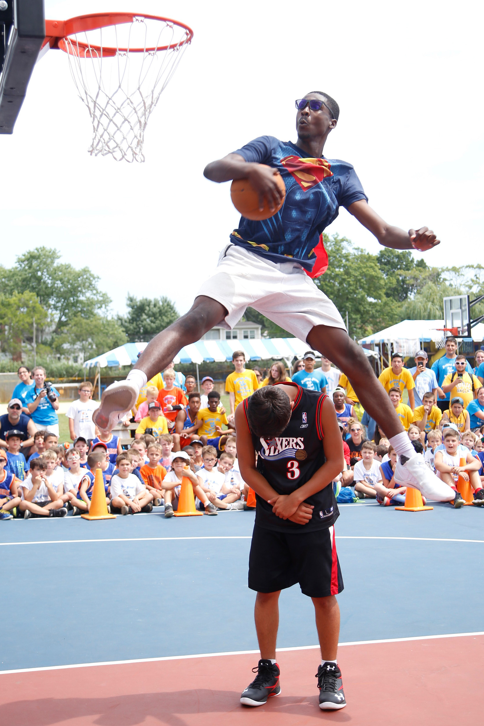 Baker was part of many events throughout the day, including the slam dunk contest. Keiron “Kay” Jeremiah of Brooklyn leaped over one of his friends when it was his turn to show his skills.
