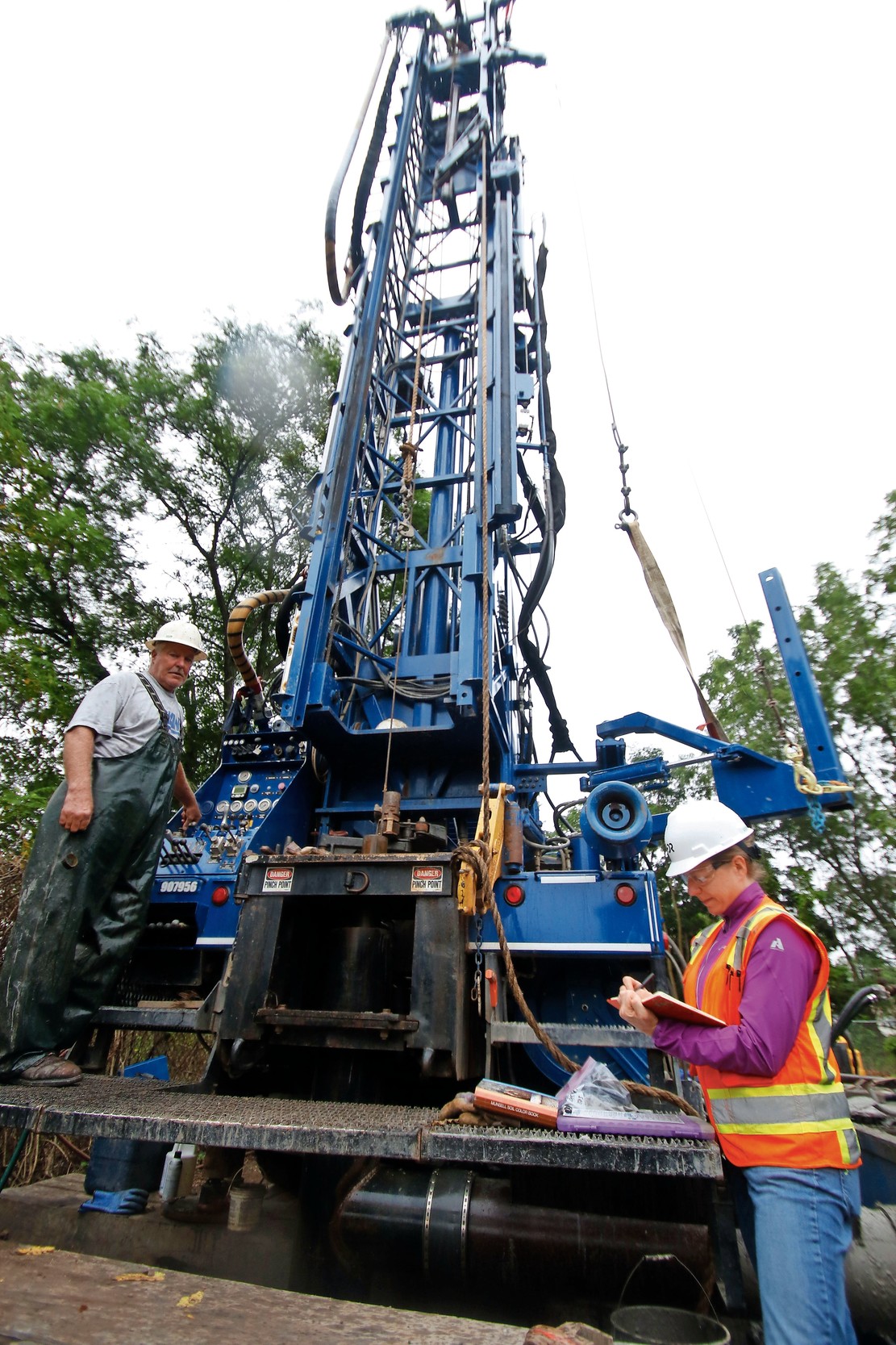 The New York State Department of Environmental Conservation is drilling an exploratory well on Seamans Neck Road to study the Grumman plume.